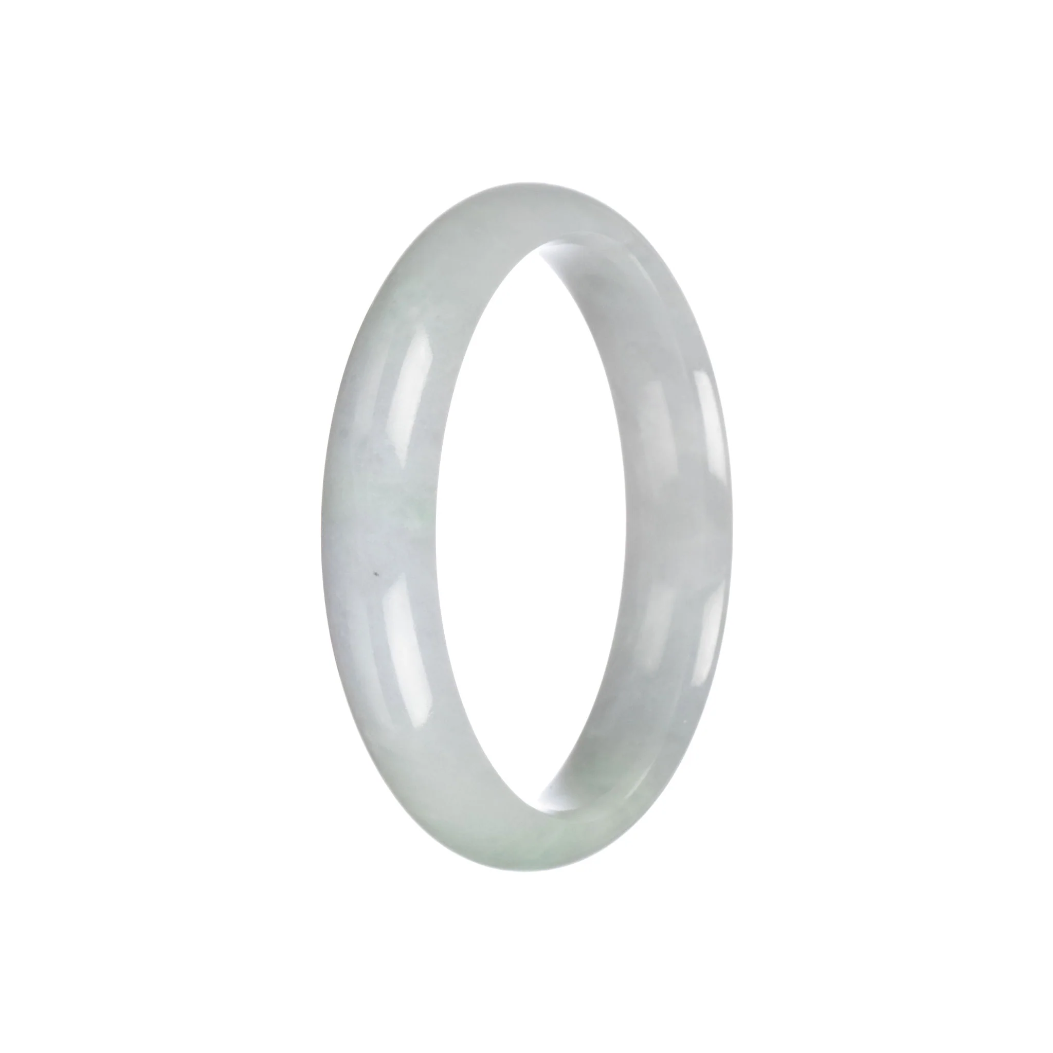 Real Natural Pale Green Burmese Jade Bracelet - 56mm Half Moon - Image 2