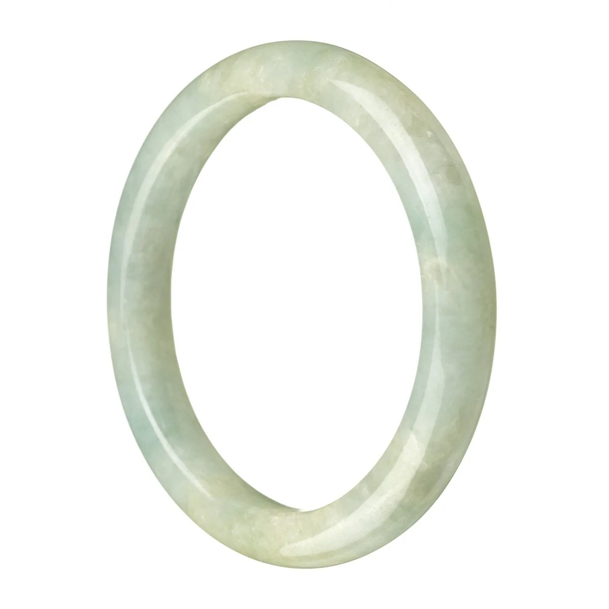 Certified Grade A Pale Green Burmese Jade Bracelet - 62mm Semi Round