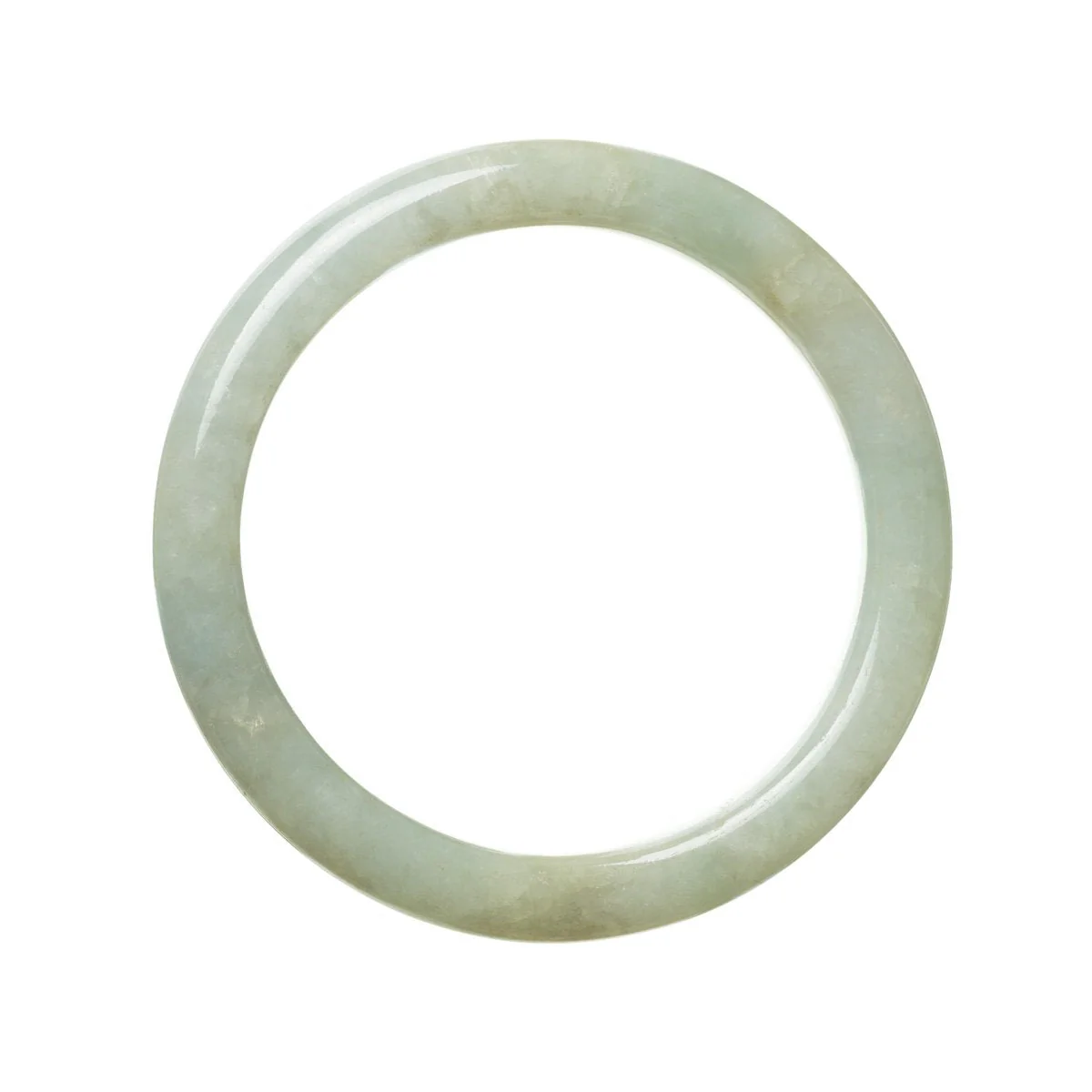 Certified Grade A Pale Green Burmese Jade Bracelet - 62mm Semi Round - Image 2