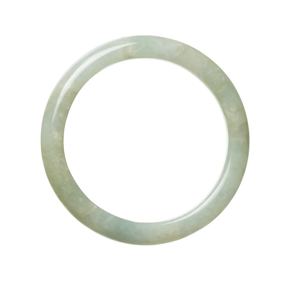 Certified Grade A Pale Green Burmese Jade Bracelet - 62mm Semi Round - Image 3