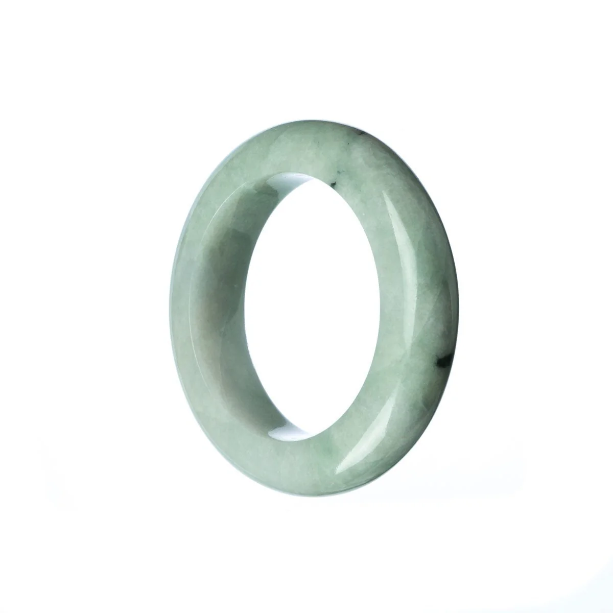 Authentic Untreated Pale Green Traditional Jade Bangle Bracelet - Child Semi Round - Image 2