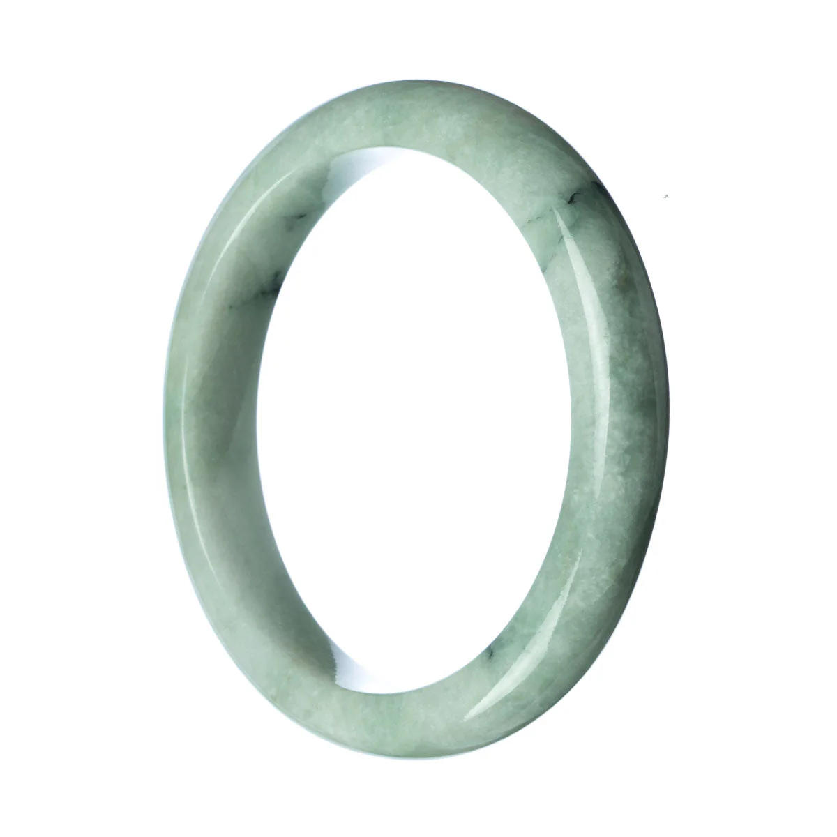 Certified Untreated Pale Green Burma Jade Bangle Bracelet - 64mm Semi Round
