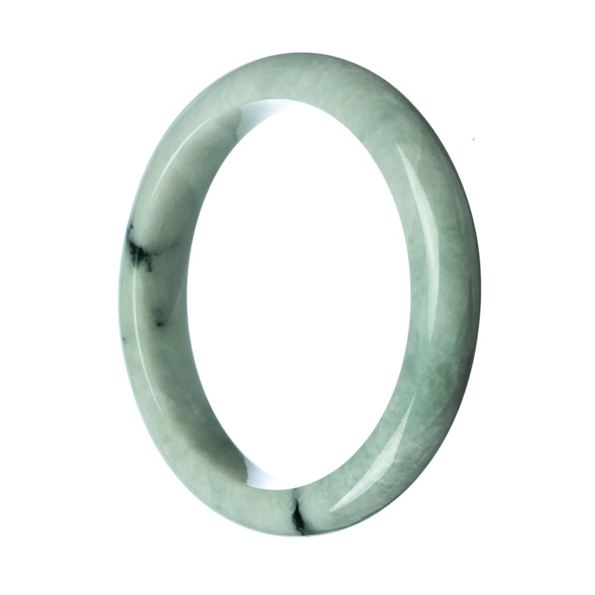 Certified Untreated Pale Green Burma Jade Bangle Bracelet - 64mm Semi Round - Image 2