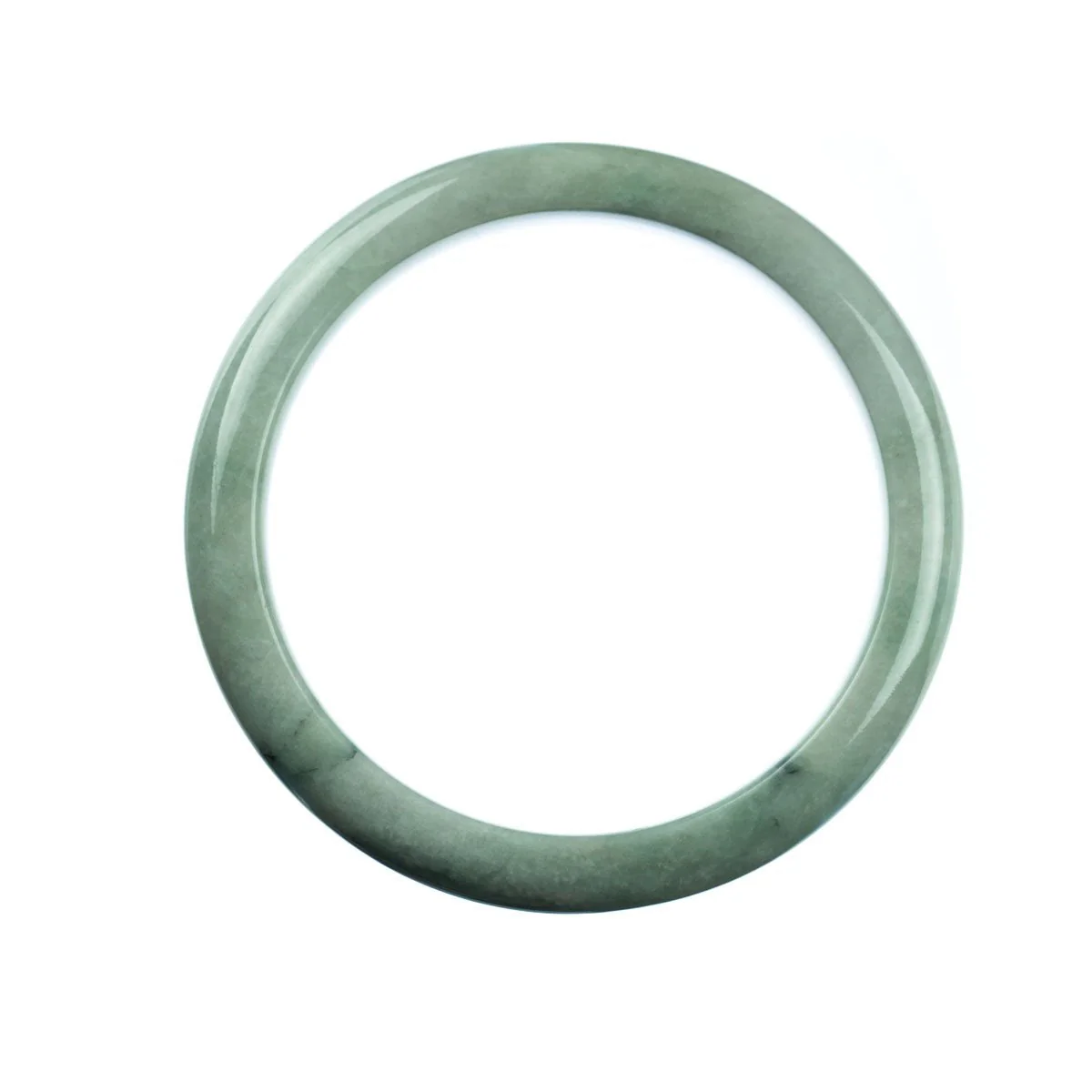 Certified Untreated Pale Green Burma Jade Bangle Bracelet - 64mm Semi Round - Image 3