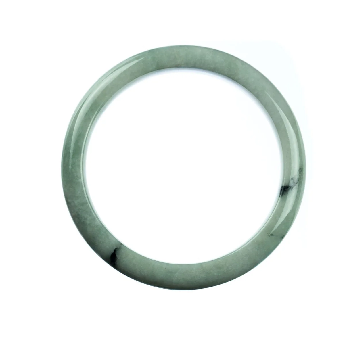 Certified Untreated Pale Green Burma Jade Bangle Bracelet - 64mm Semi Round - Image 4
