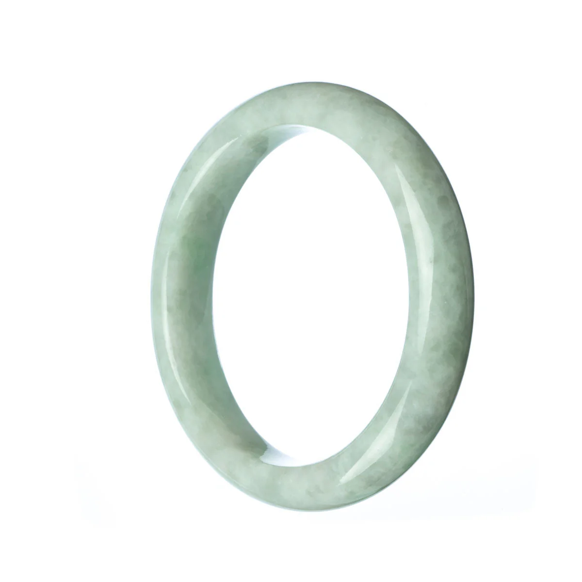 Real Type A Pale Green Burmese Jade Bracelet - 57mm Semi Round