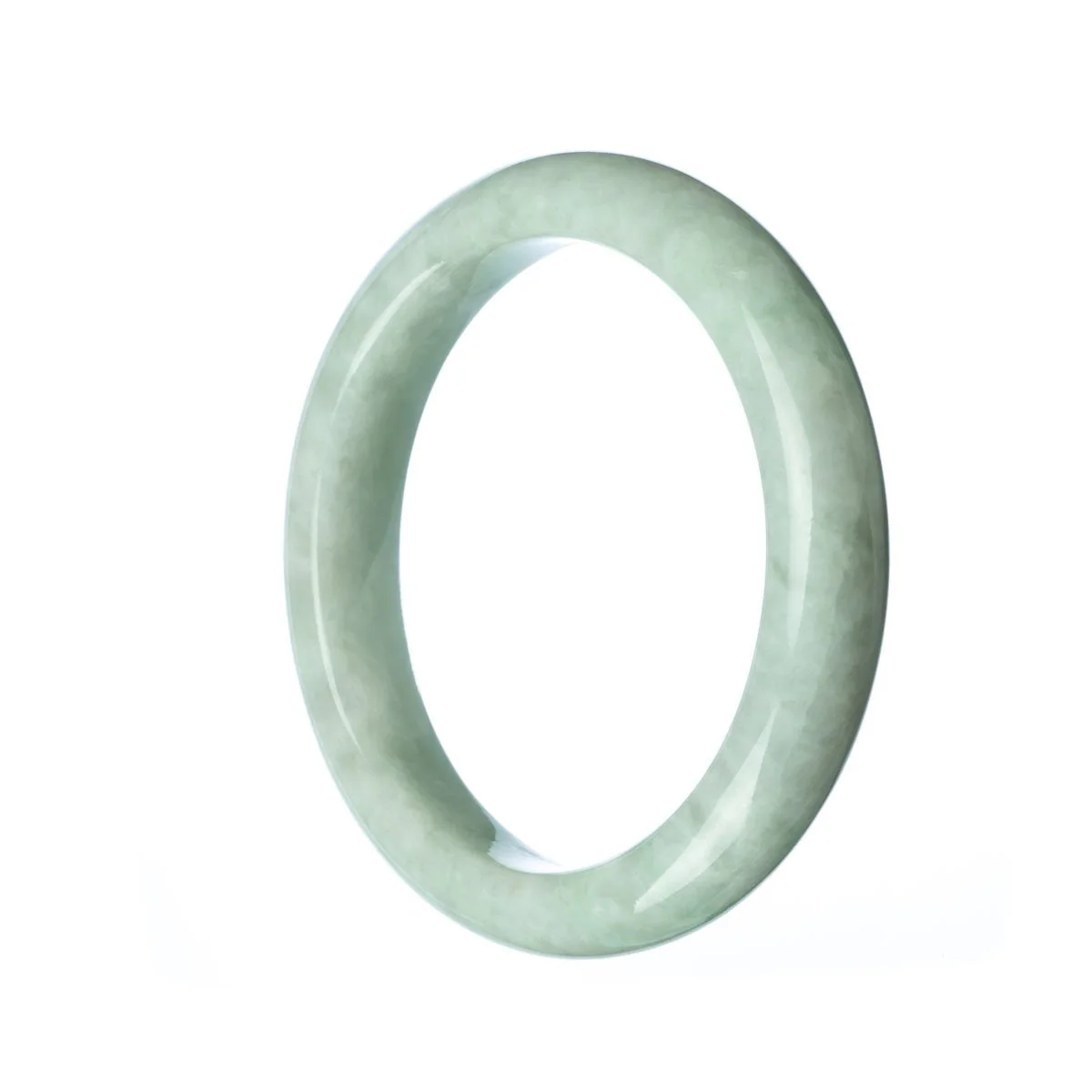 Real Type A Pale Green Burmese Jade Bracelet - 57mm Semi Round - Image 2