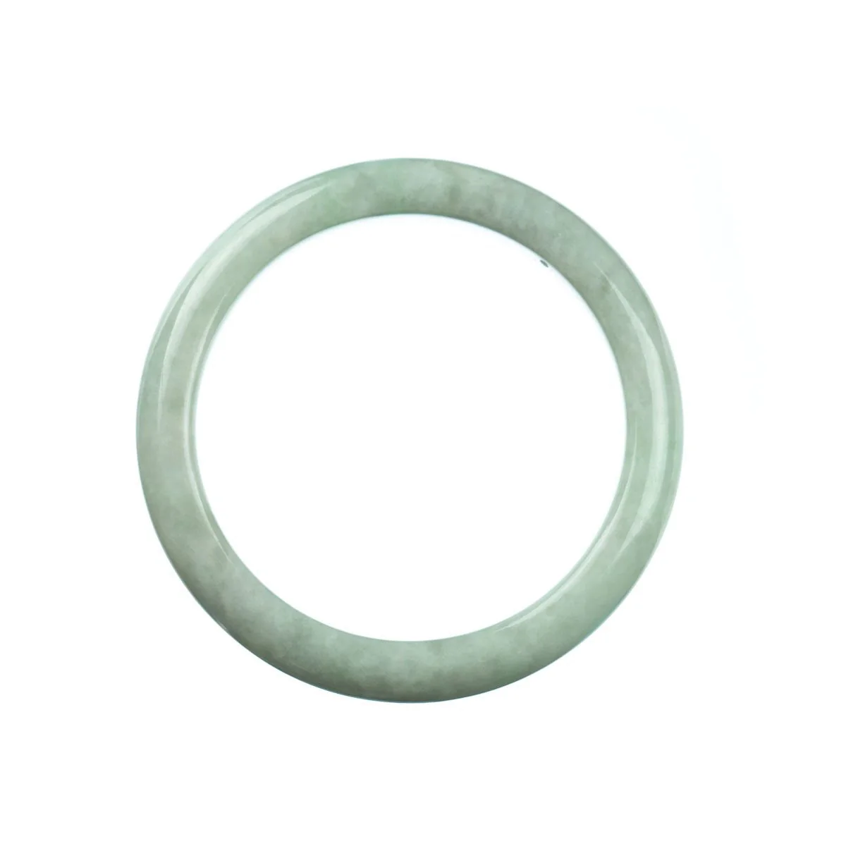 Real Type A Pale Green Burmese Jade Bracelet - 57mm Semi Round - Image 3