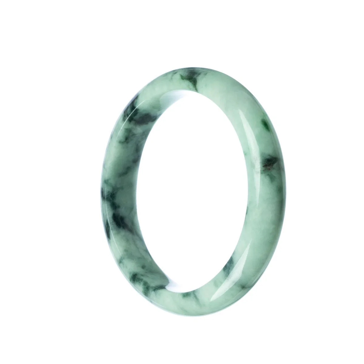 Authentic Untreated Pale Green Jadeite Bracelet - 58mm Semi Round - Image 2