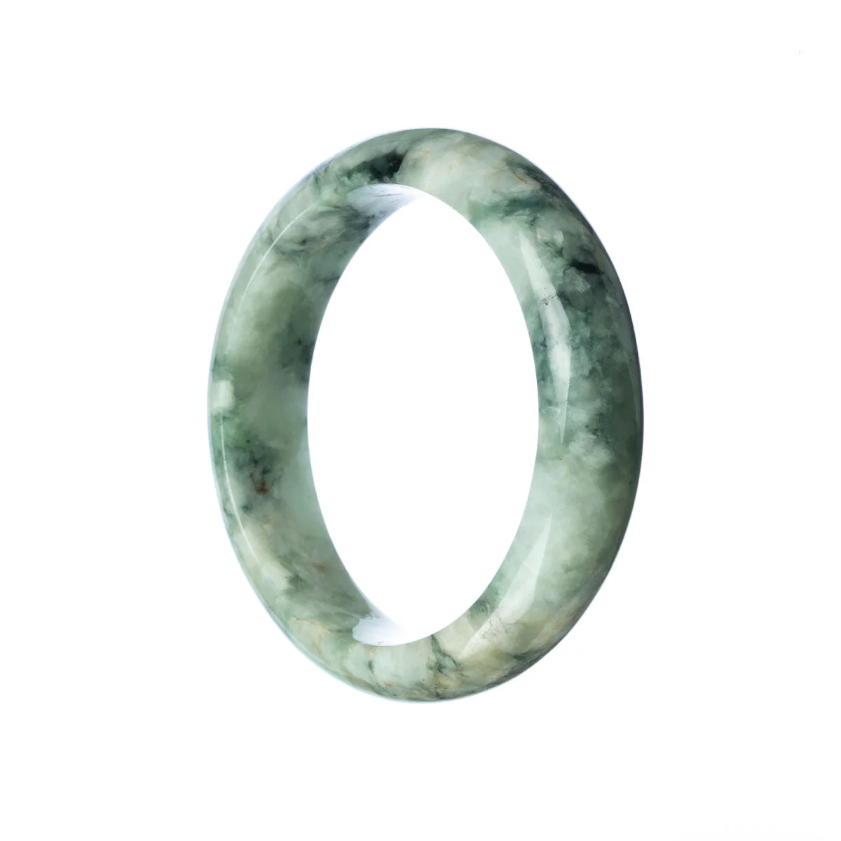 Authentic Grade A Pale Green Jadeite Jade Bracelet - 57mm Half Moon
