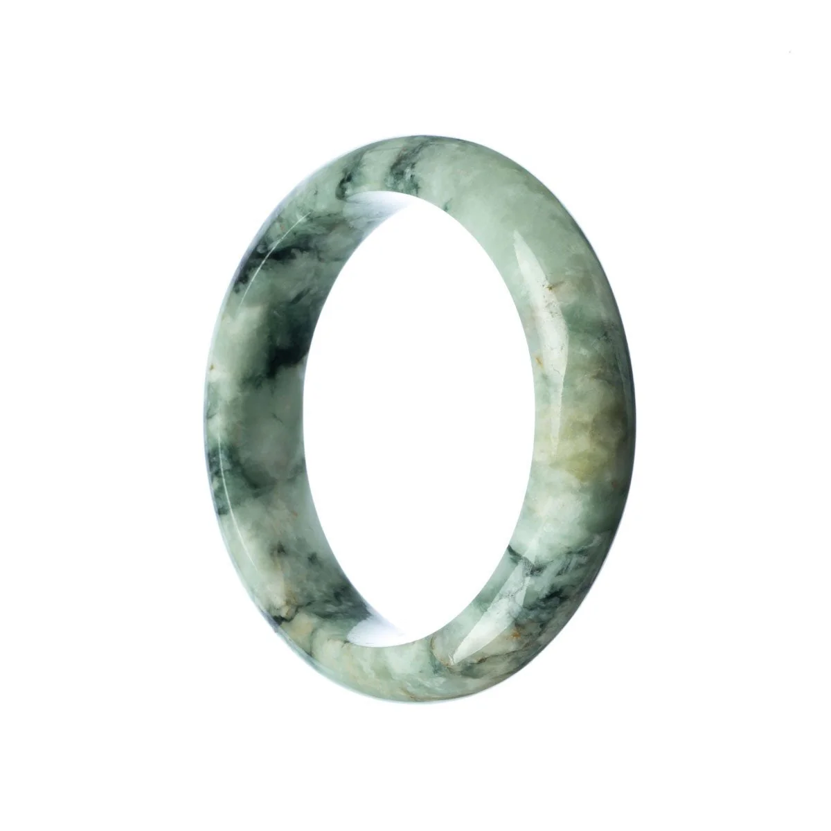 Authentic Grade A Pale Green Jadeite Jade Bracelet - 57mm Half Moon - Image 2