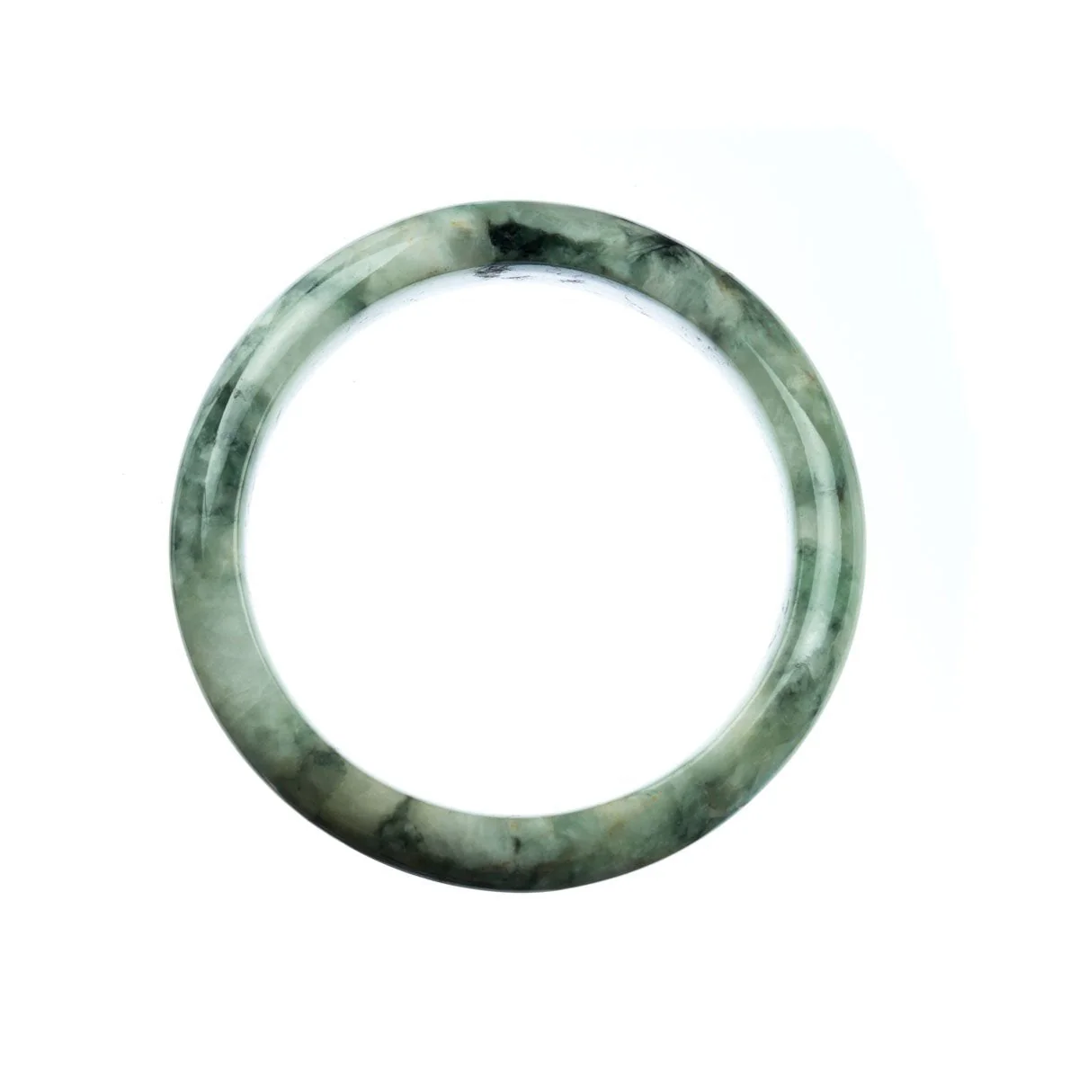 Authentic Grade A Pale Green Jadeite Jade Bracelet - 57mm Half Moon - Image 3