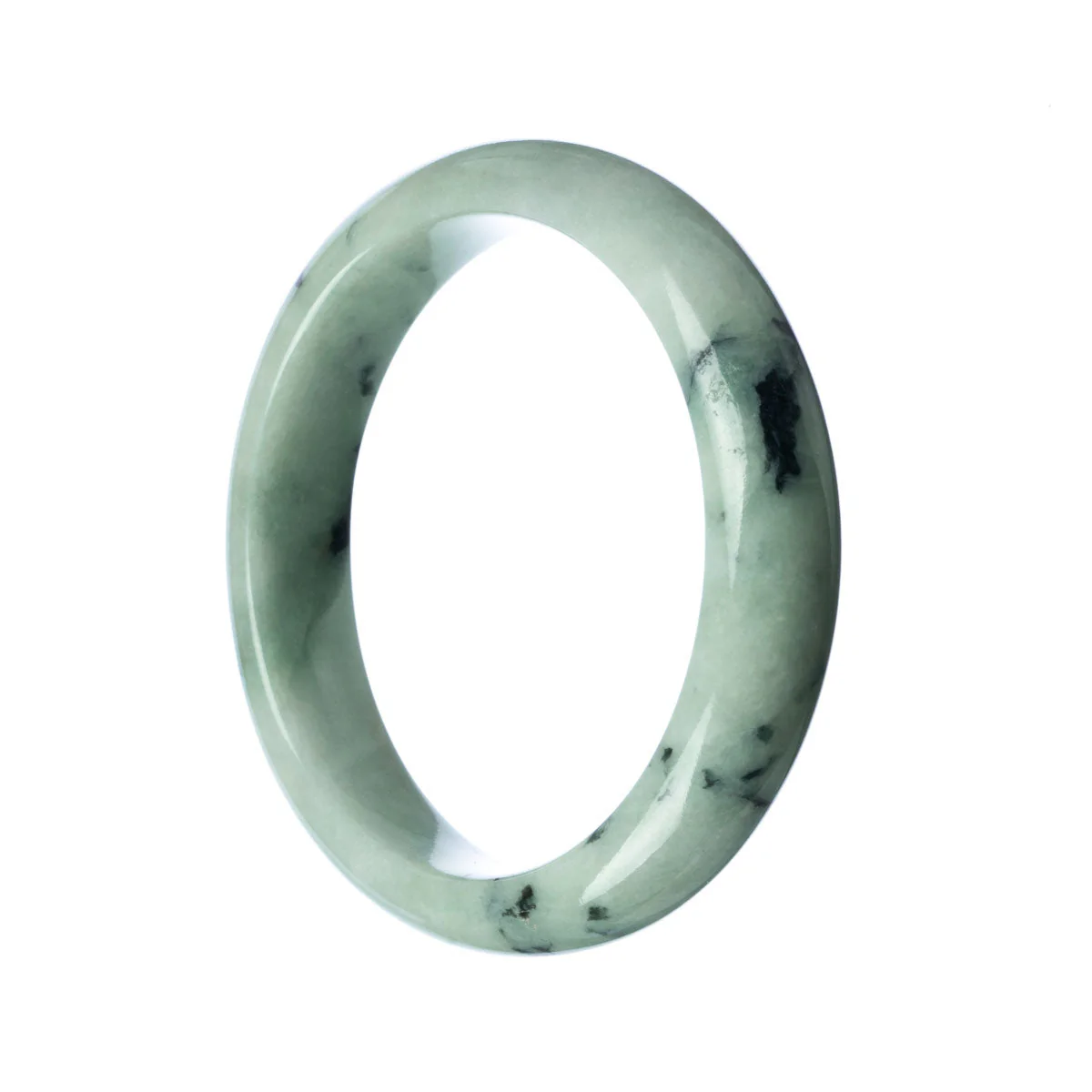 Certified Type A Pale Green Jade Bangle - 64mm Half Moon