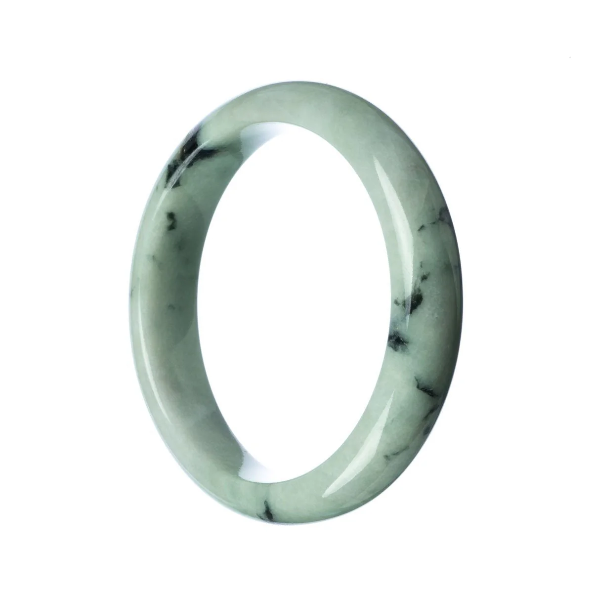 Certified Type A Pale Green Jade Bangle - 64mm Half Moon - Image 2