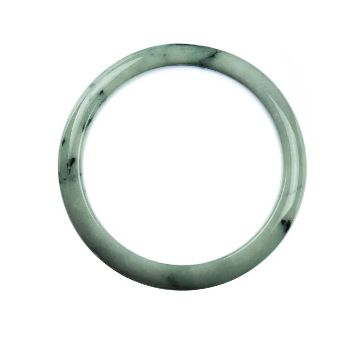 Certified Type A Pale Green Jade Bangle - 64mm Half Moon - Image 3