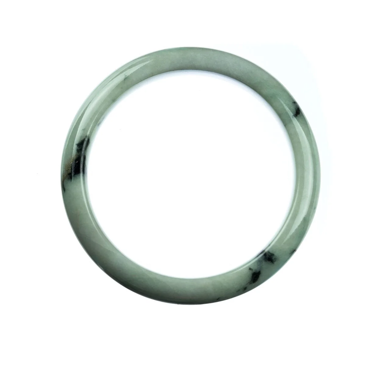 Certified Type A Pale Green Jade Bangle - 64mm Half Moon - Image 4