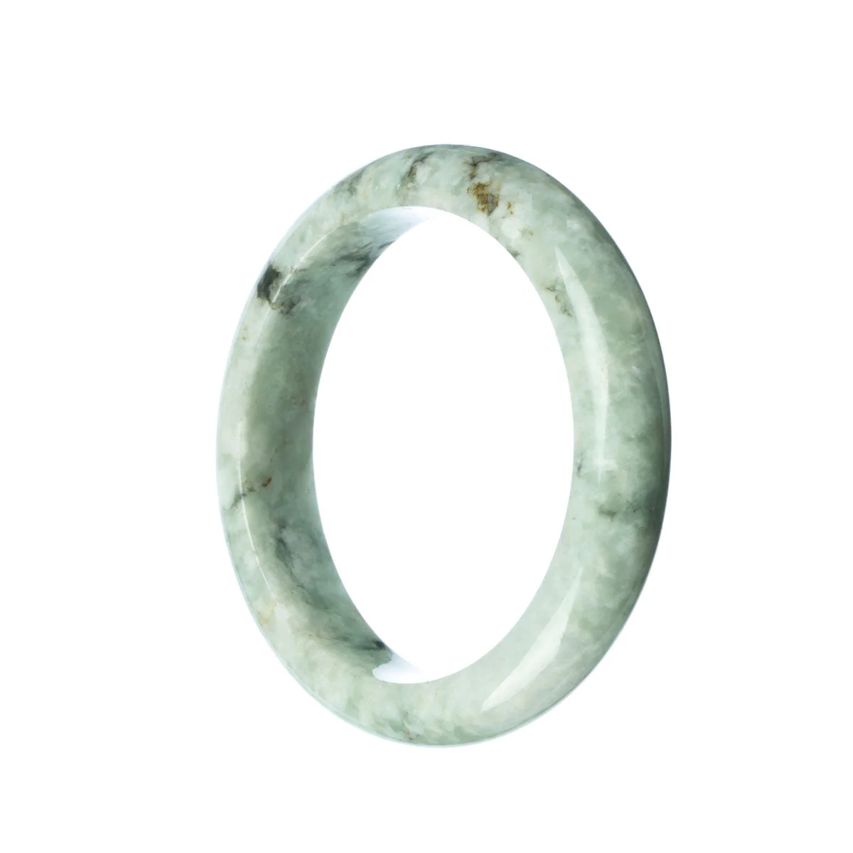 Authentic Type A Pale Green Jadeite Bangle - 59mm Semi Round