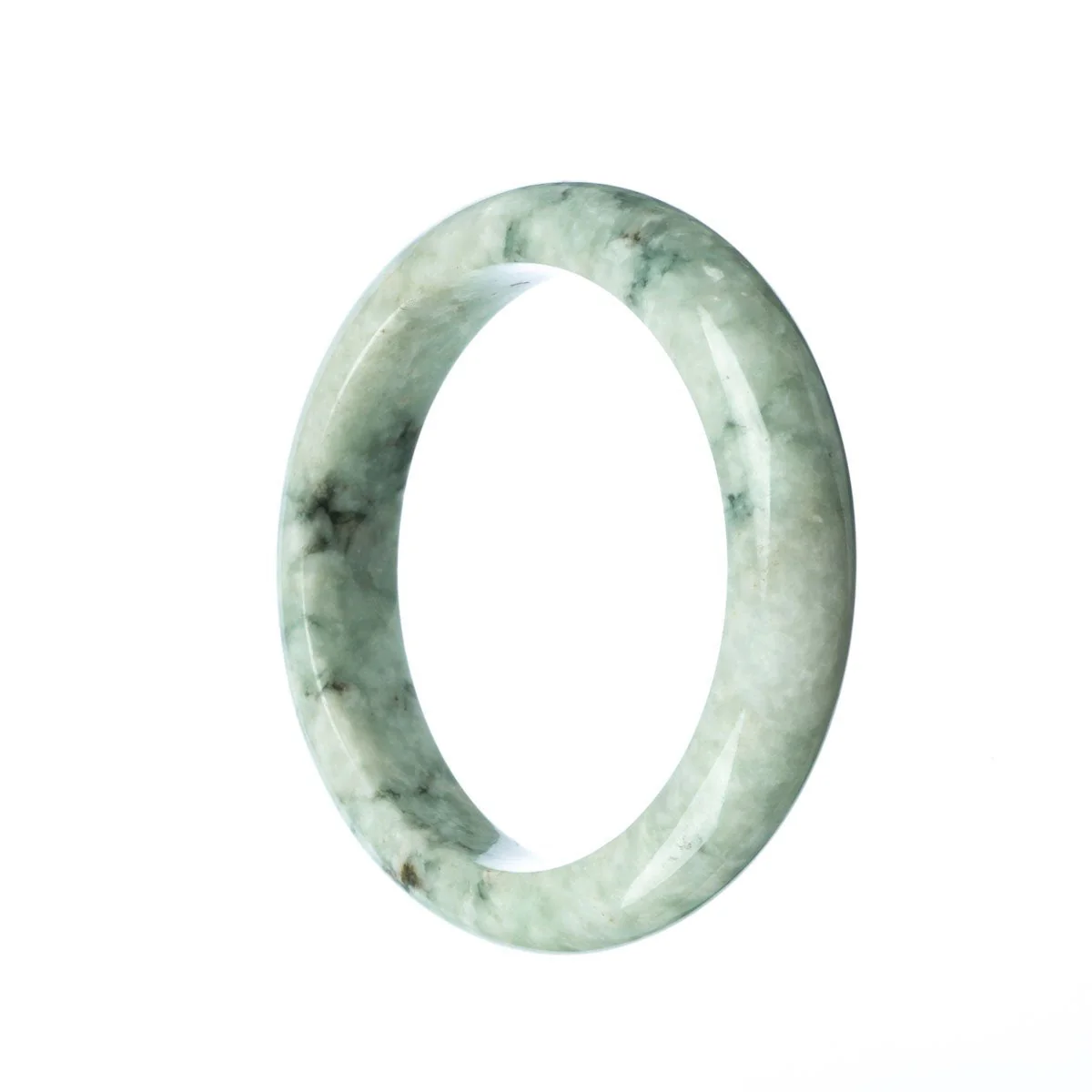 Authentic Type A Pale Green Jadeite Bangle - 59mm Semi Round - Image 2