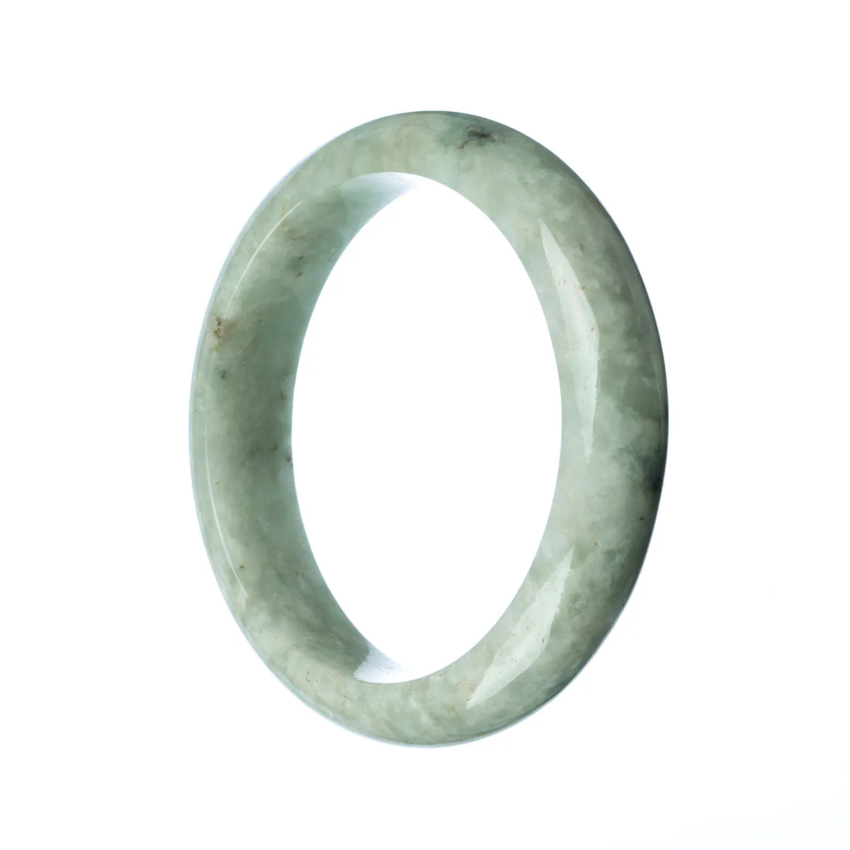 Certified Grade A Pale Green Jade Bracelet - 63mm Half Moon
