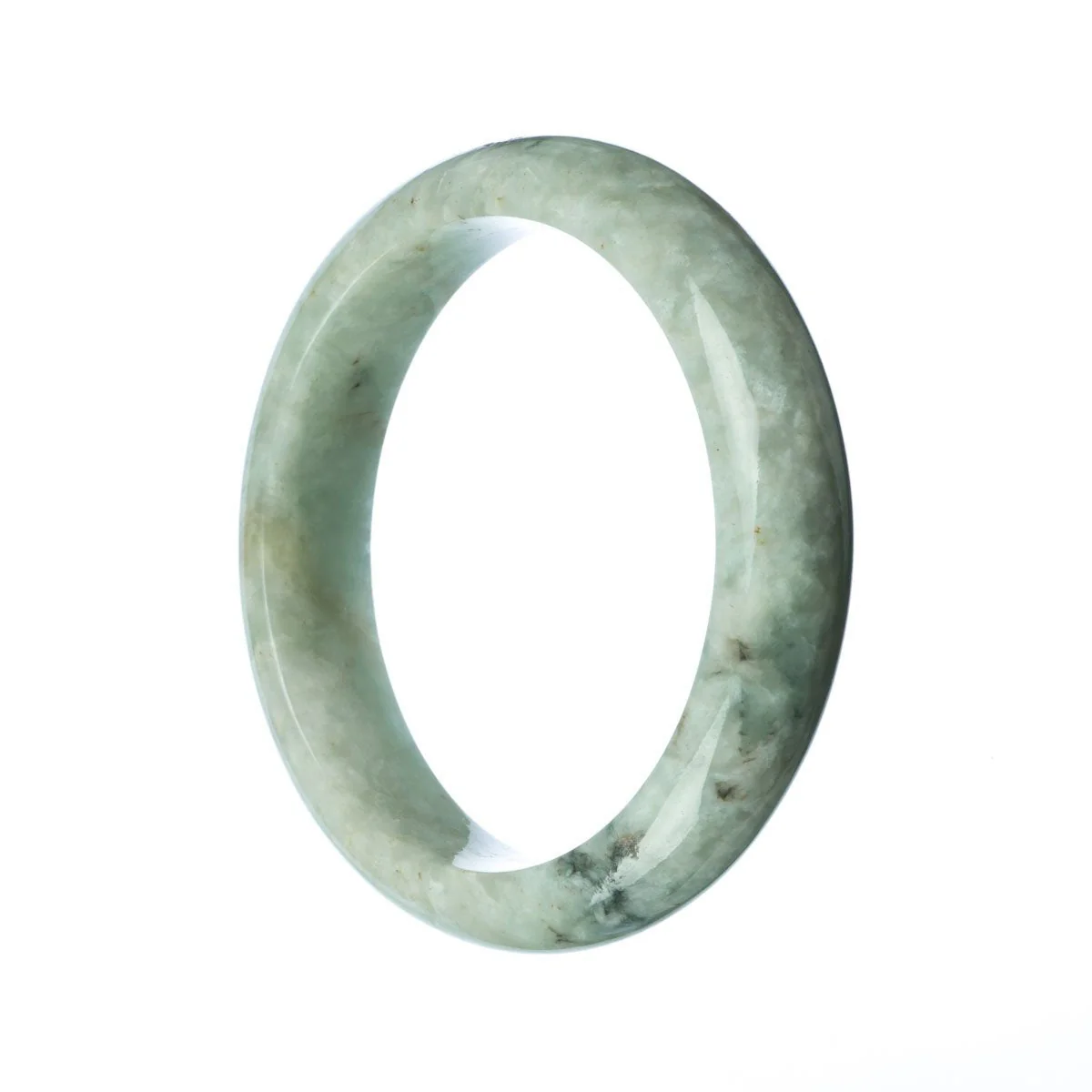 Certified Grade A Pale Green Jade Bracelet - 63mm Half Moon - Image 2