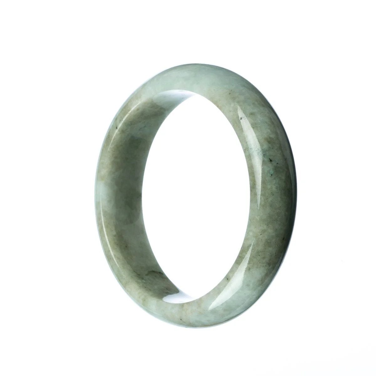 Certified Grade A Pale Green Burmese Jade Bangle Bracelet - 59mm Half Moon - Image 2