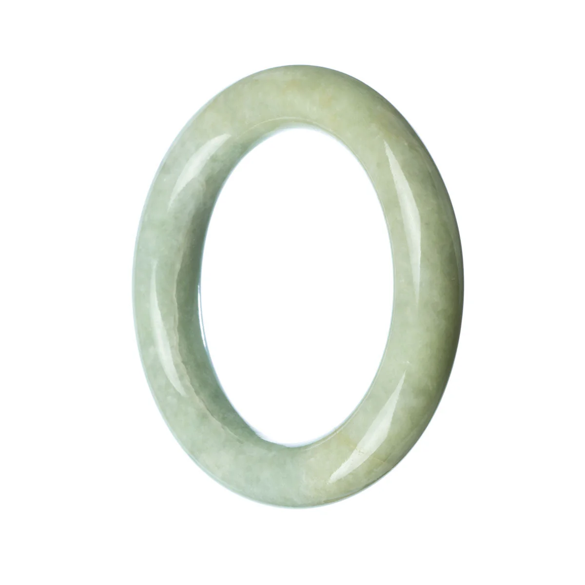Genuine Grade A Pale Green Traditional Jade Bangle - 57mm Round