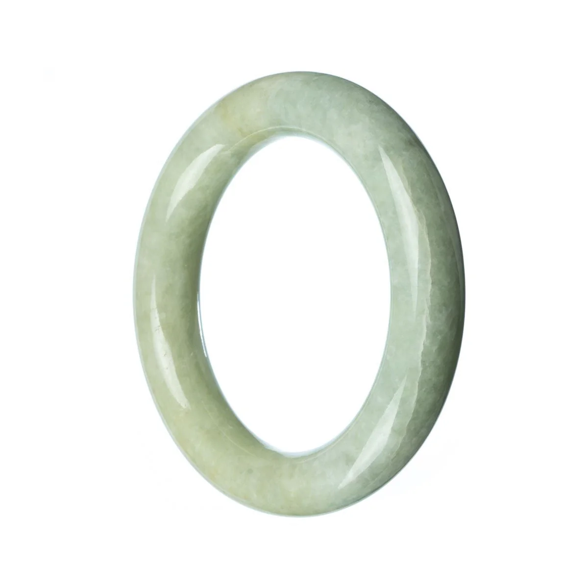 Genuine Grade A Pale Green Traditional Jade Bangle - 57mm Round - Image 2