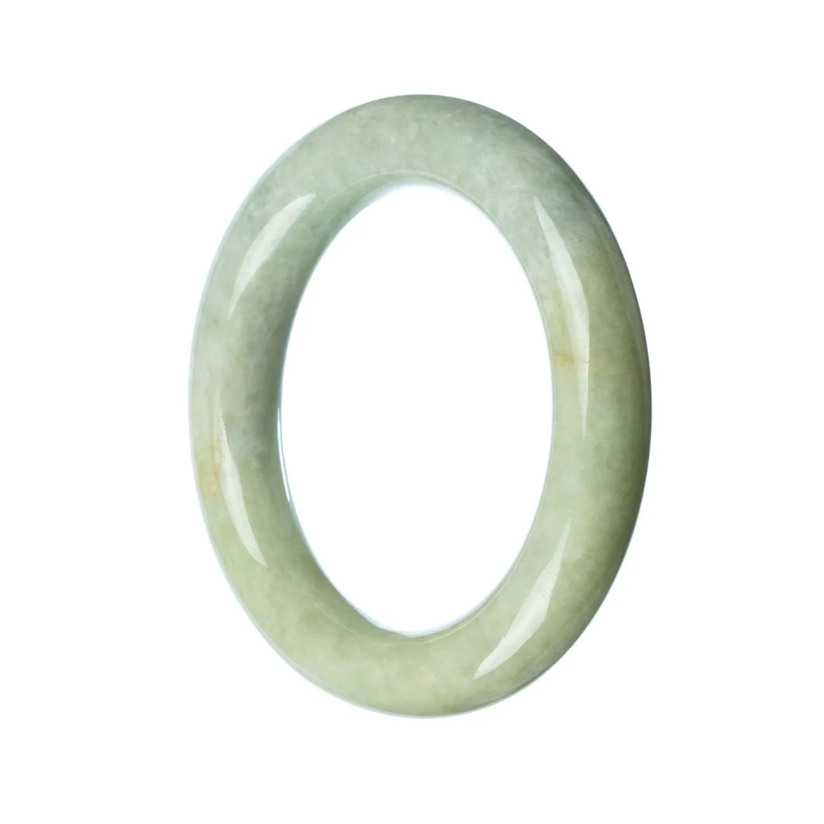 Genuine Grade A Pale Green Traditional Jade Bangle - 57mm Round - Image 3