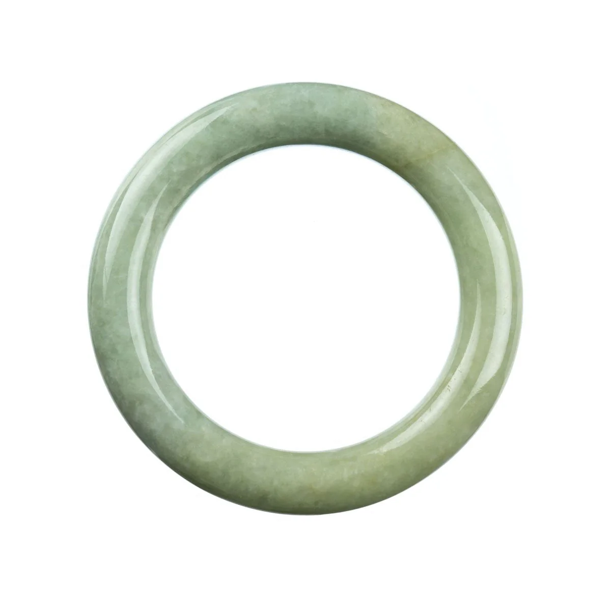 Genuine Grade A Pale Green Traditional Jade Bangle - 57mm Round - Image 4