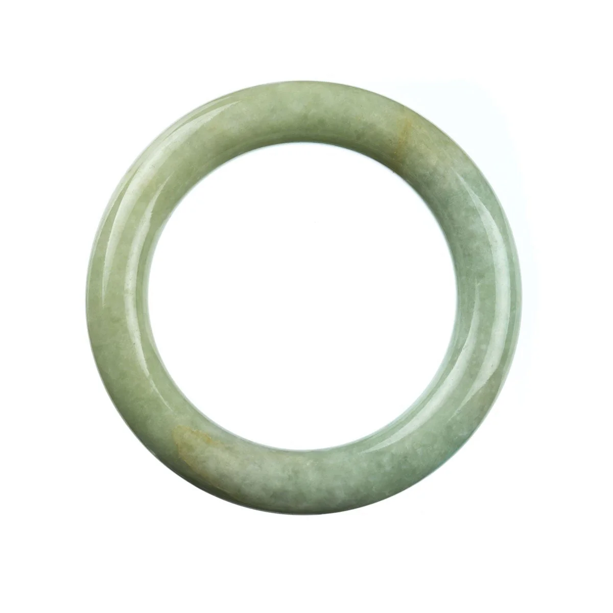 Genuine Grade A Pale Green Traditional Jade Bangle - 57mm Round - Image 5