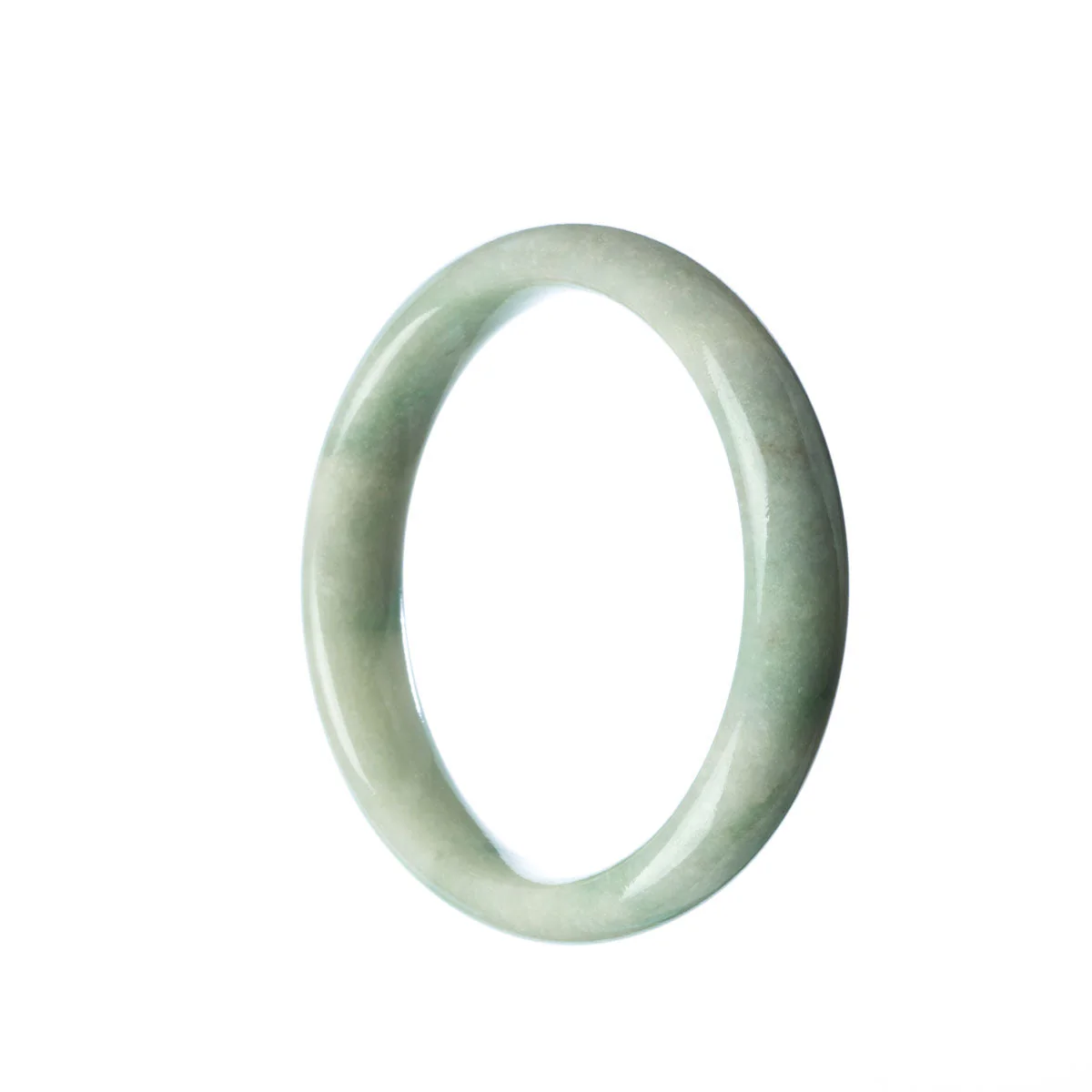 Authentic Natural Pale Green Traditional Jade Bangle - 57mm Half Moon