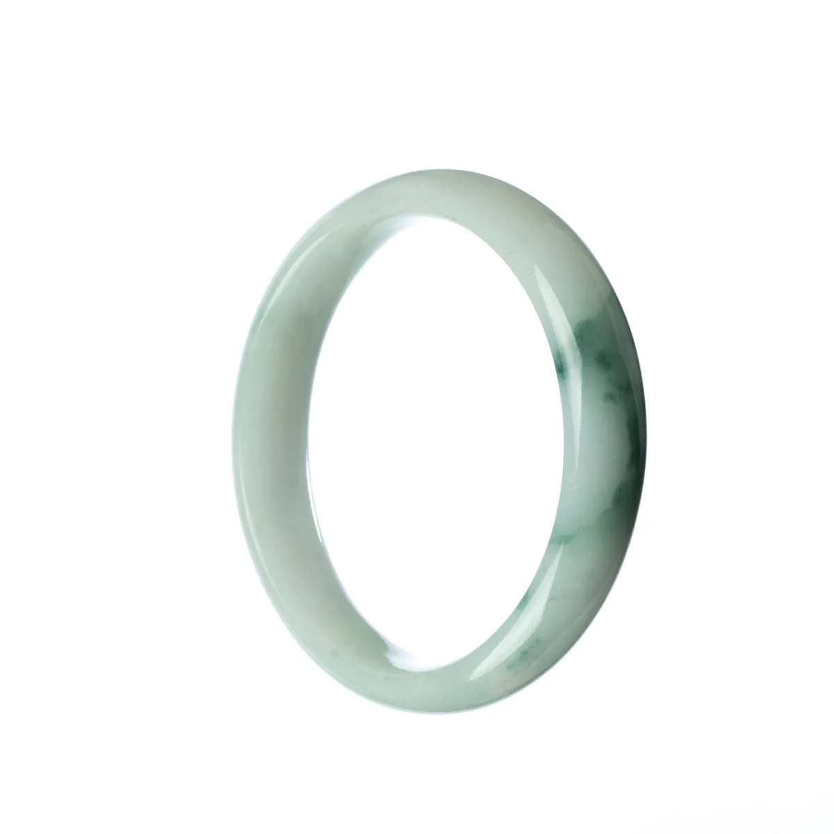 Genuine Type A Pale Green Jadeite Jade Bangle Bracelet - 57mm Half Moon