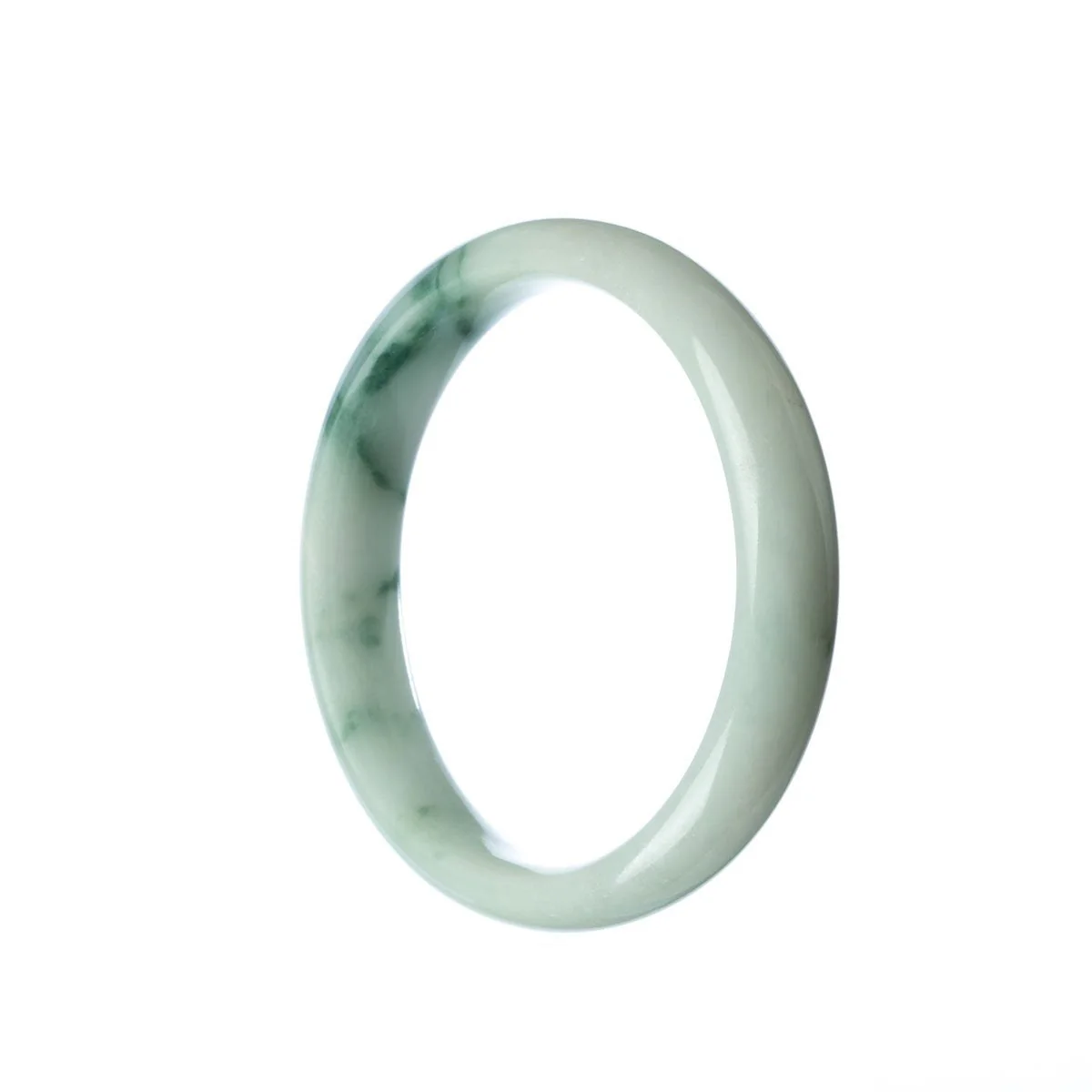 Genuine Type A Pale Green Jadeite Jade Bangle Bracelet - 57mm Half Moon - Image 2