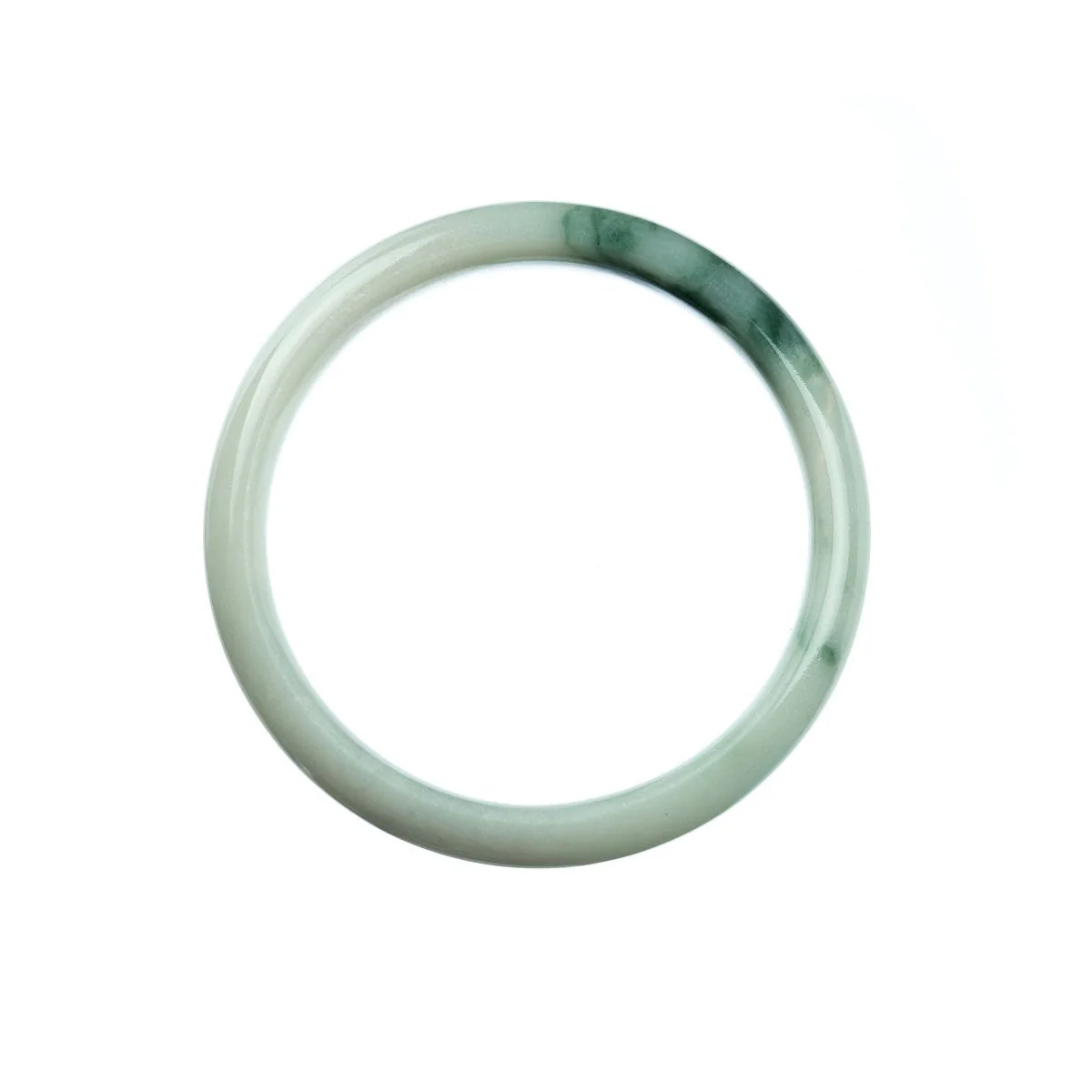 Genuine Type A Pale Green Jadeite Jade Bangle Bracelet - 57mm Half Moon - Image 3