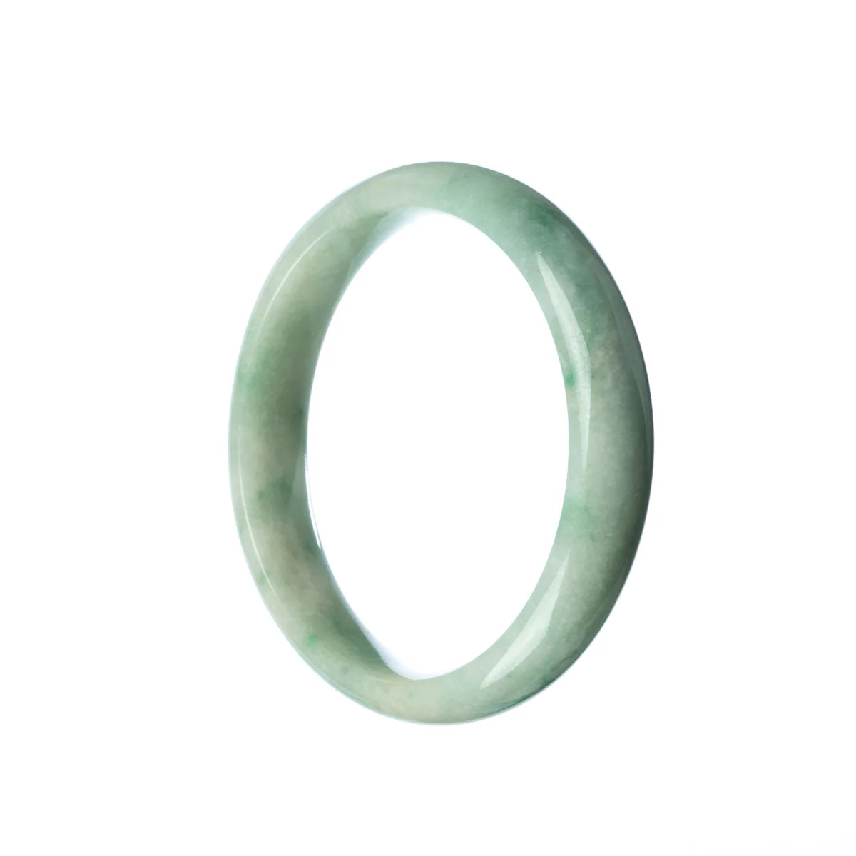 Genuine Grade A Pale Green Jadeite Bracelet - 57mm Half Moon
