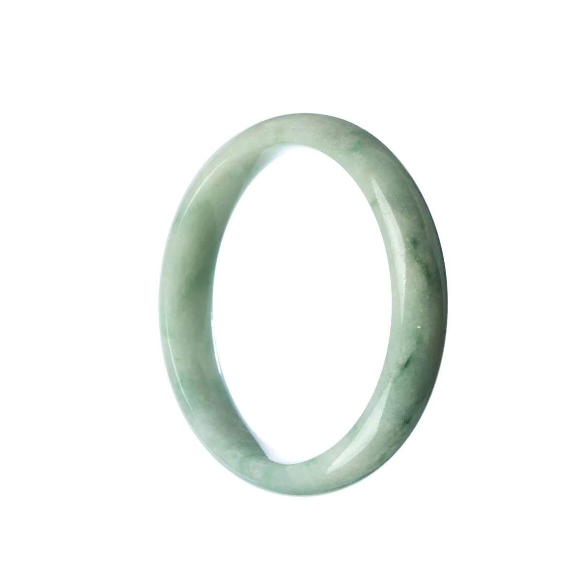 Genuine Grade A Pale Green Jadeite Bracelet - 57mm Half Moon - Image 2