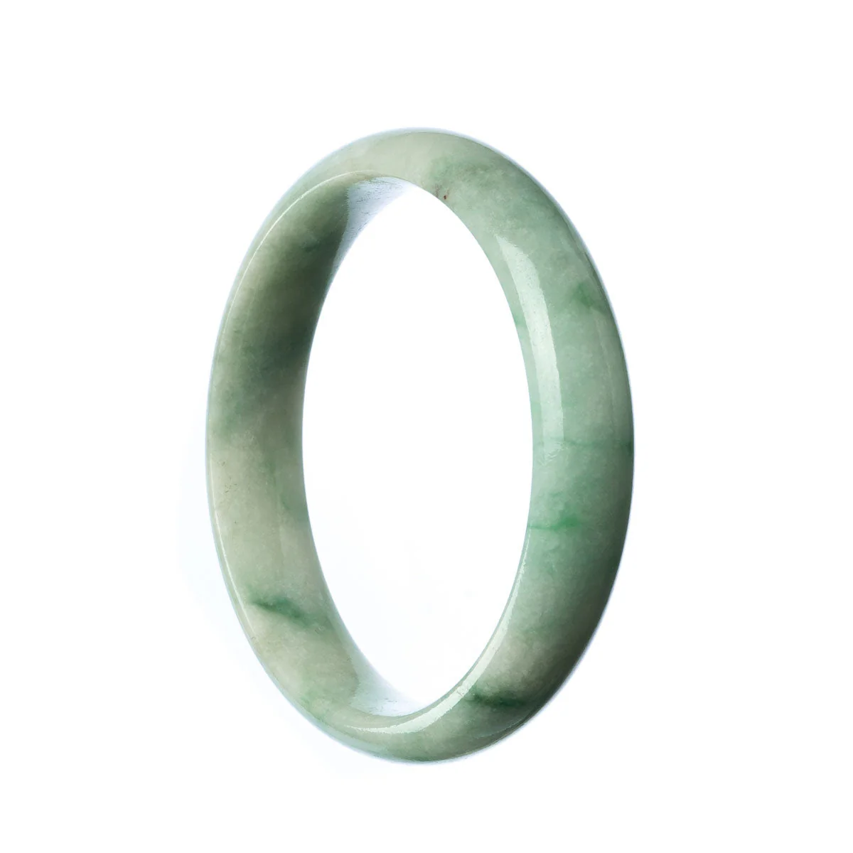 Genuine Grade A Pale Green Jade Bangle - 57mm Half Moon