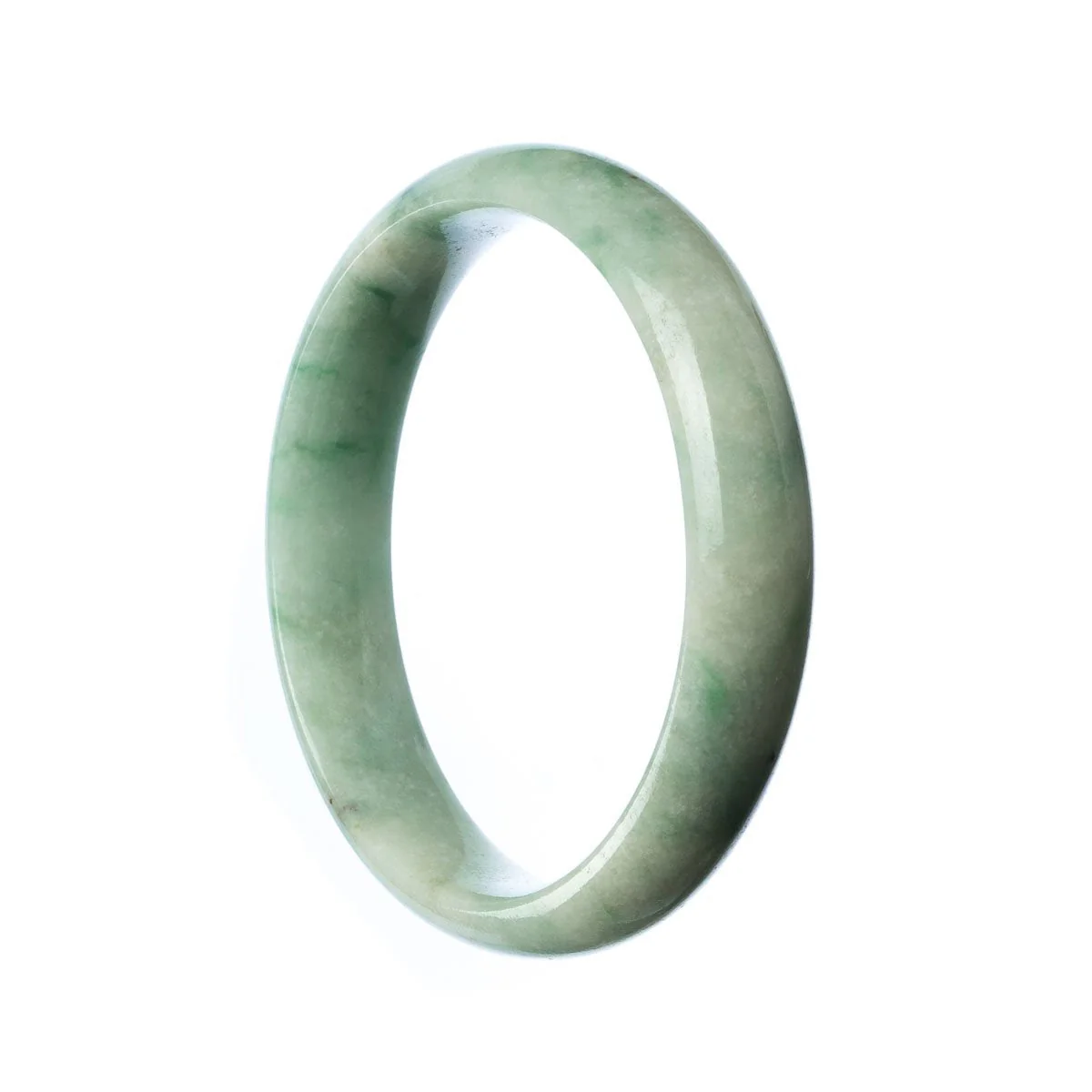 Genuine Grade A Pale Green Jade Bangle - 57mm Half Moon - Image 2