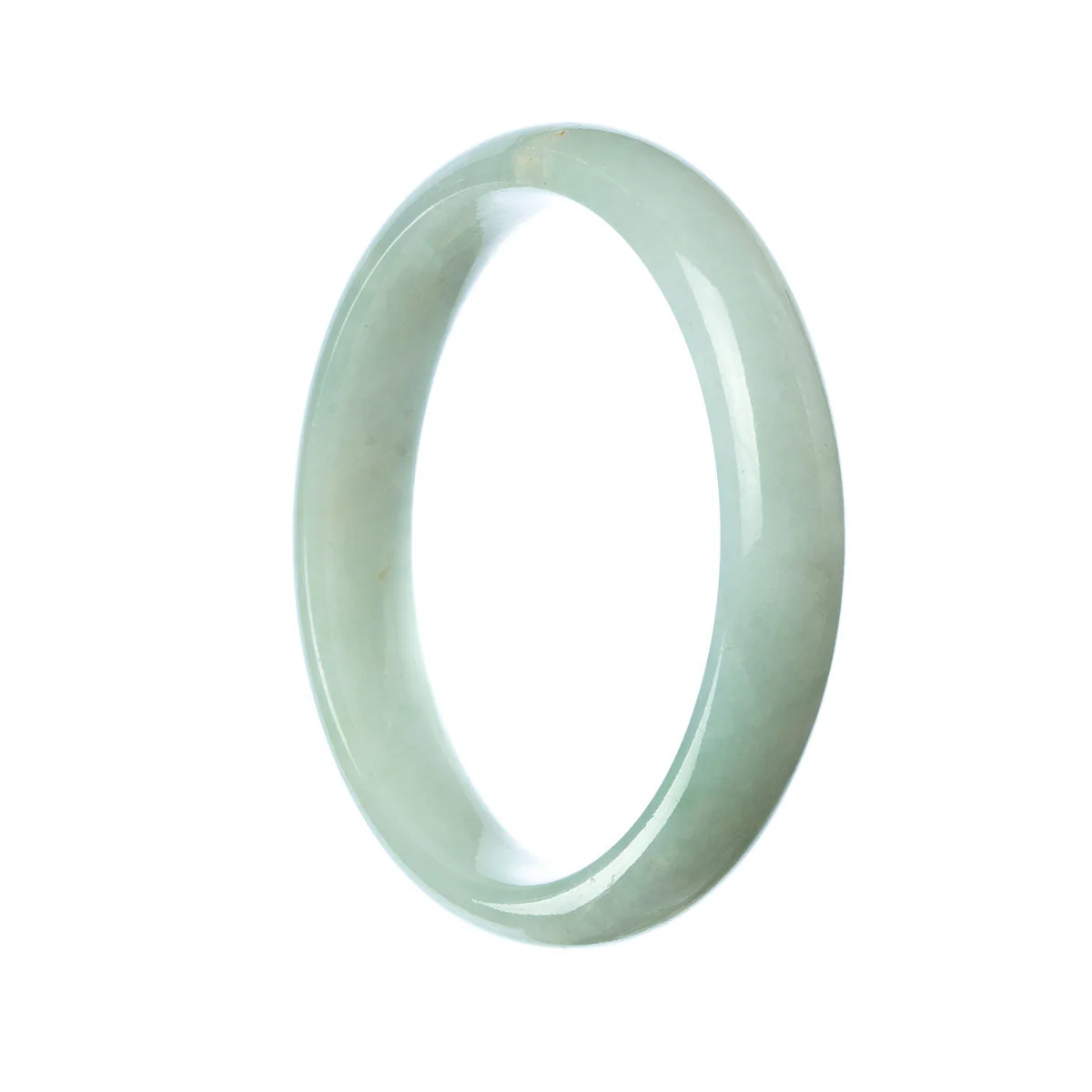 Certified Grade A Pale Green Burma Jade Bangle Bracelet - 58mm Half Moon