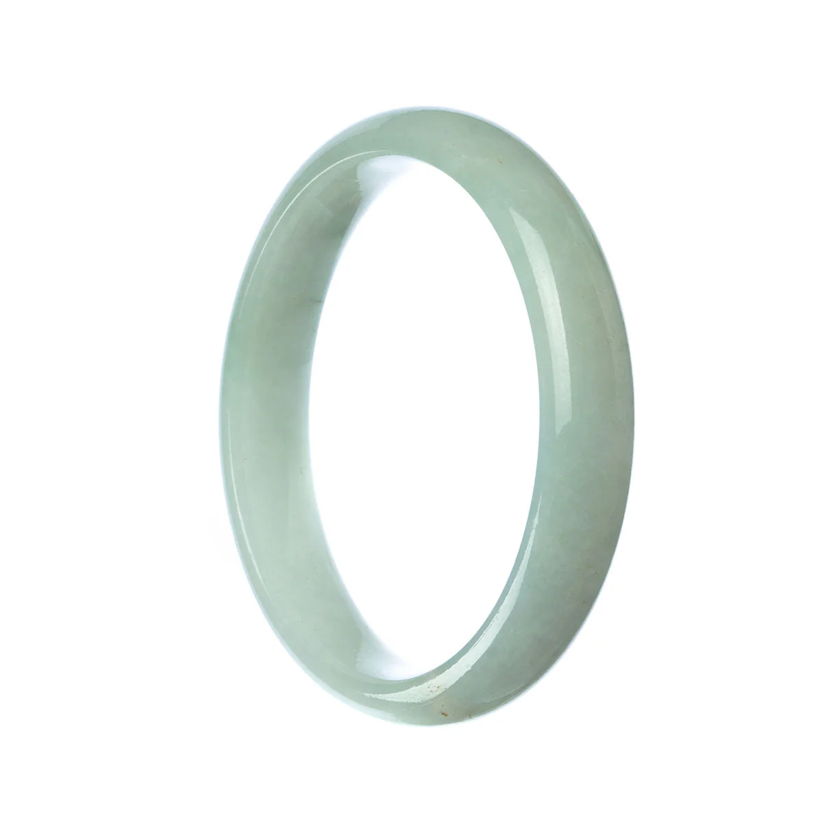 Certified Grade A Pale Green Burma Jade Bangle Bracelet - 58mm Half Moon - Image 2