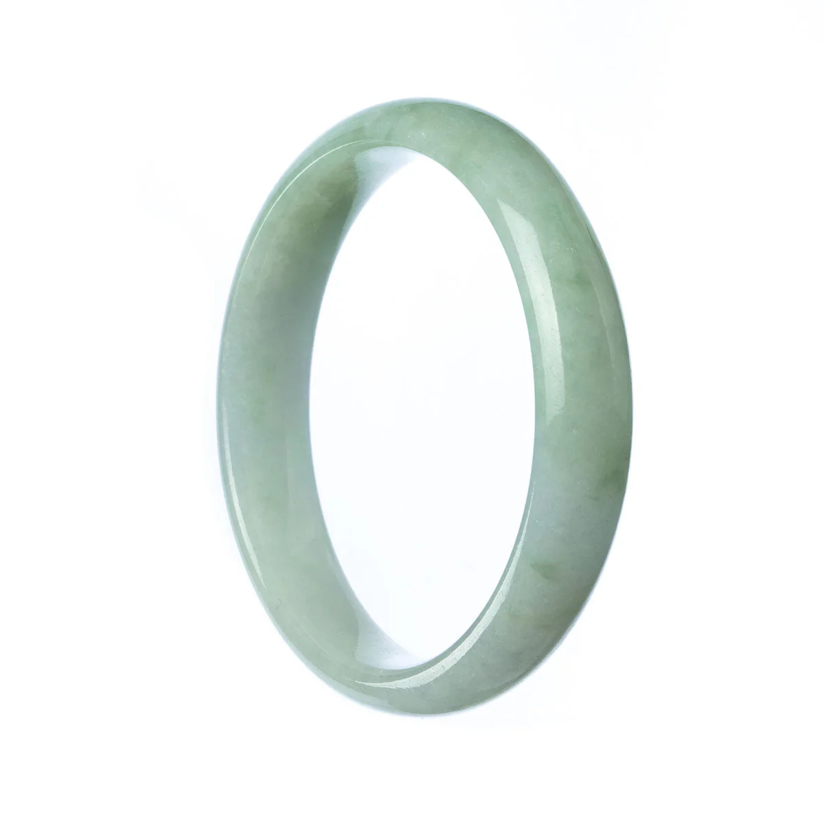 Certified Natural Pale Green Jadeite Jade Bangle Bracelet - 57mm Half Moon