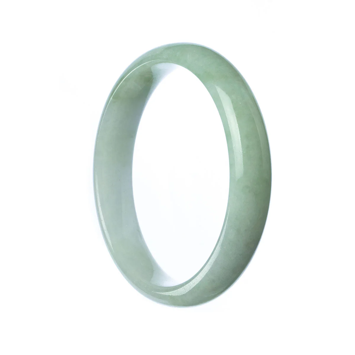 Certified Natural Pale Green Jadeite Jade Bangle Bracelet - 57mm Half Moon - Image 2