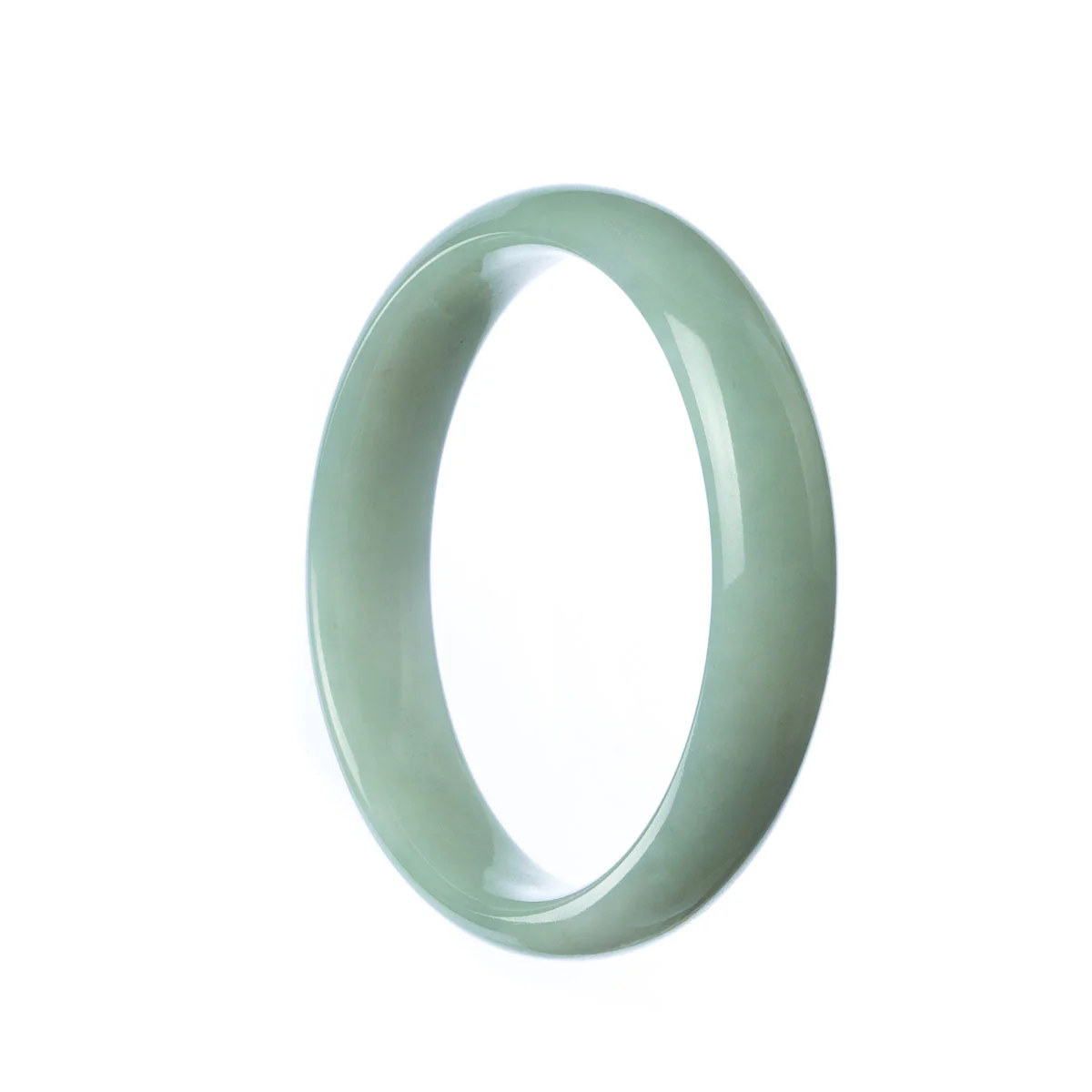 Authentic Grade A Pale Green Burmese Jade Bangle Bracelet - 54mm Half Moon