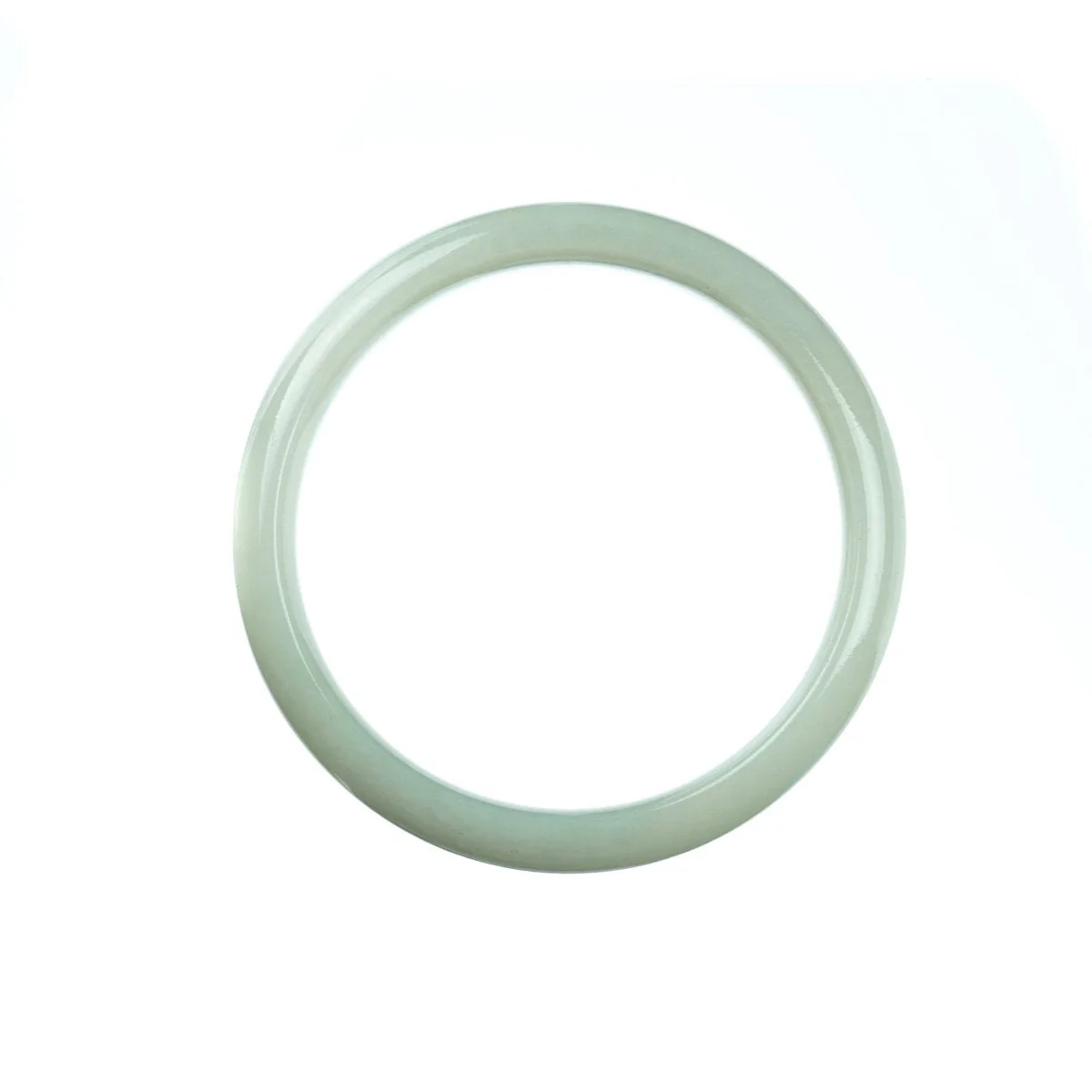 Genuine Grade A Pale Green Traditional Jade Bangle - 57mm Half Moon - Image 4