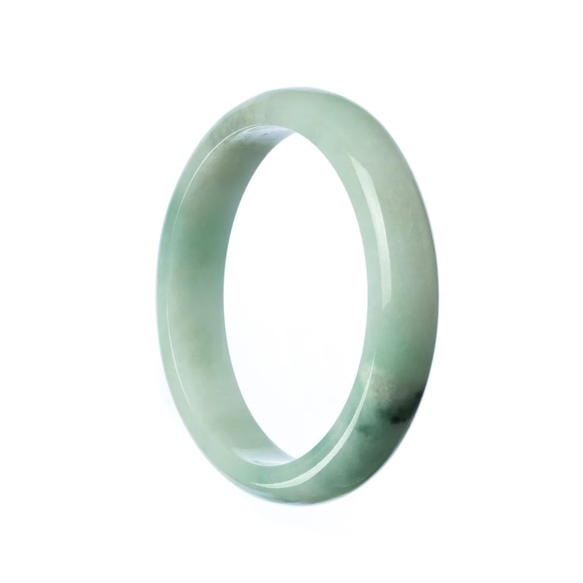Authentic Type A Pale Green Jadeite Bangle Bracelet - 55mm Half Moon - Image 2