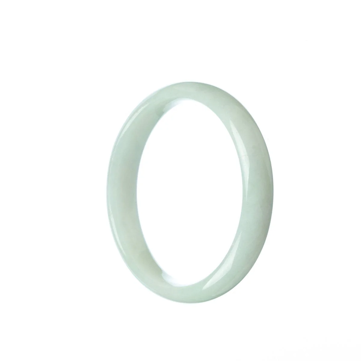 Genuine Type A Pale Green Jadeite Jade Bangle Bracelet - 54mm Half Moon - Image 2
