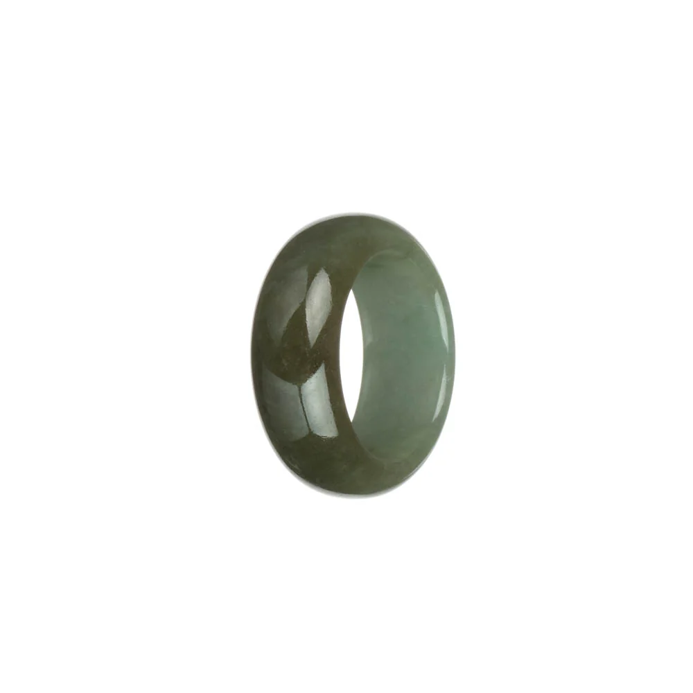 Certified Pale Green with Brown Jadeite Jade Band - US 9.25 - Image 3