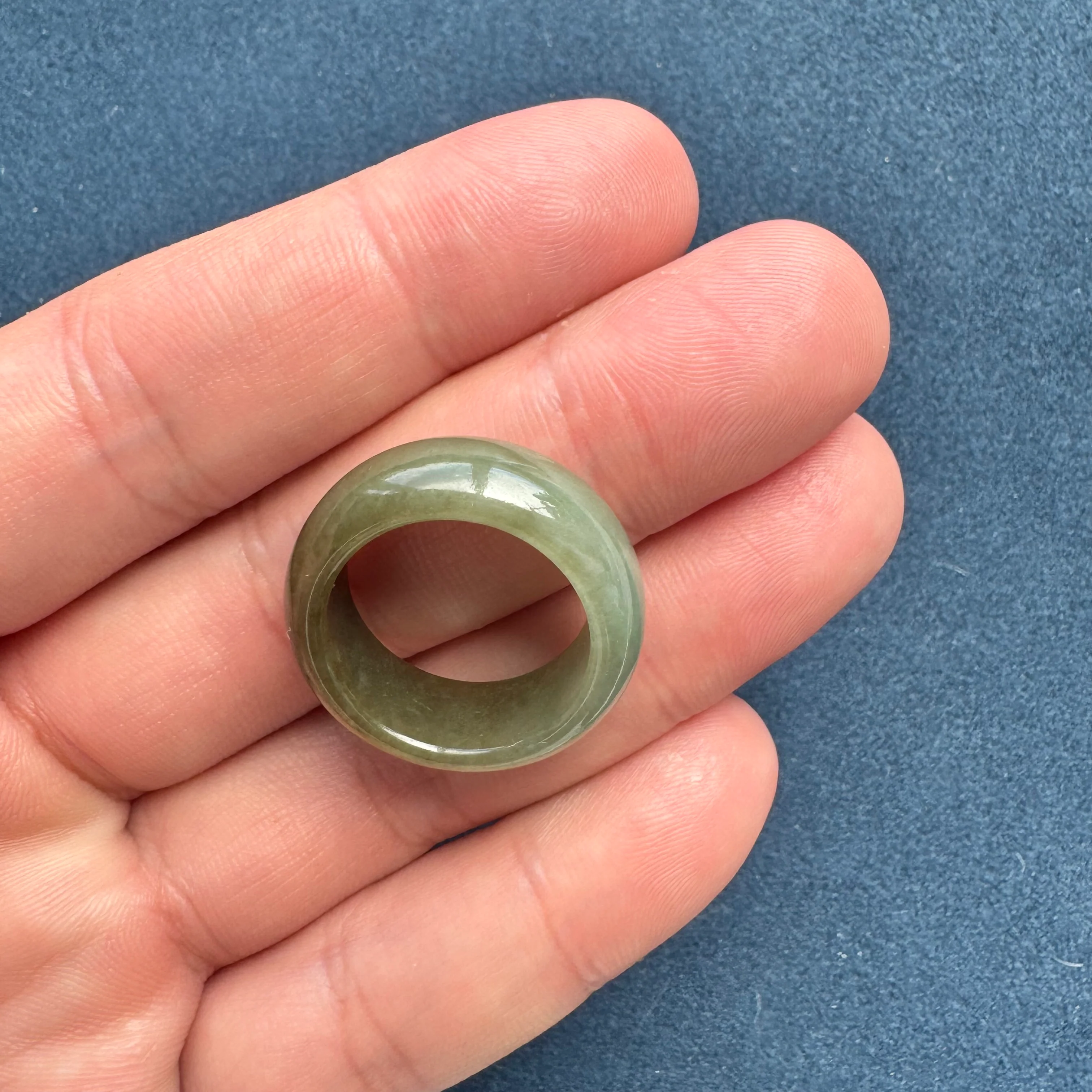 Certified Pale Green with Brown Jadeite Jade Band - US 9.25 - Image 4