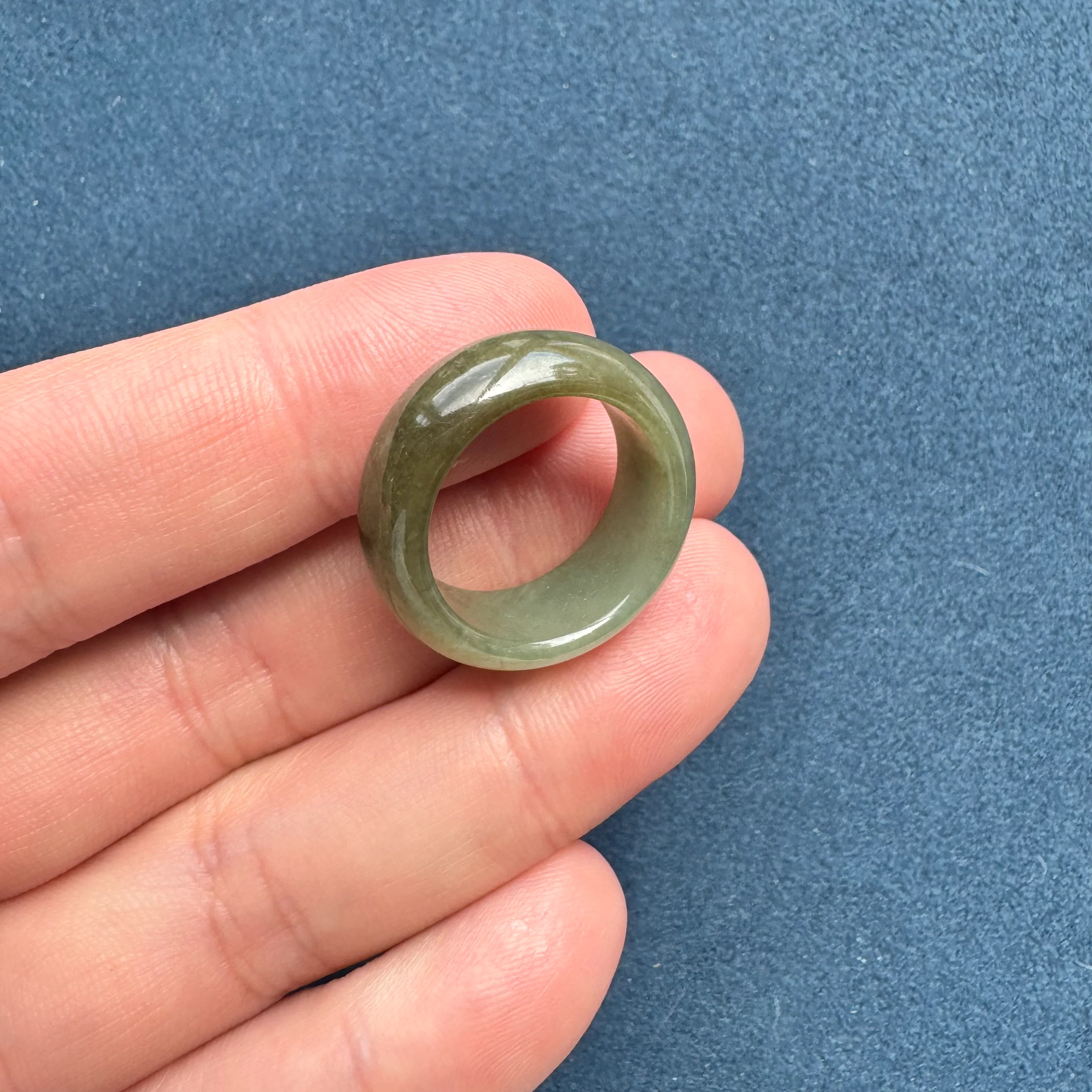Certified Pale Green with Brown Jadeite Jade Band - US 9.25 - Image 5
