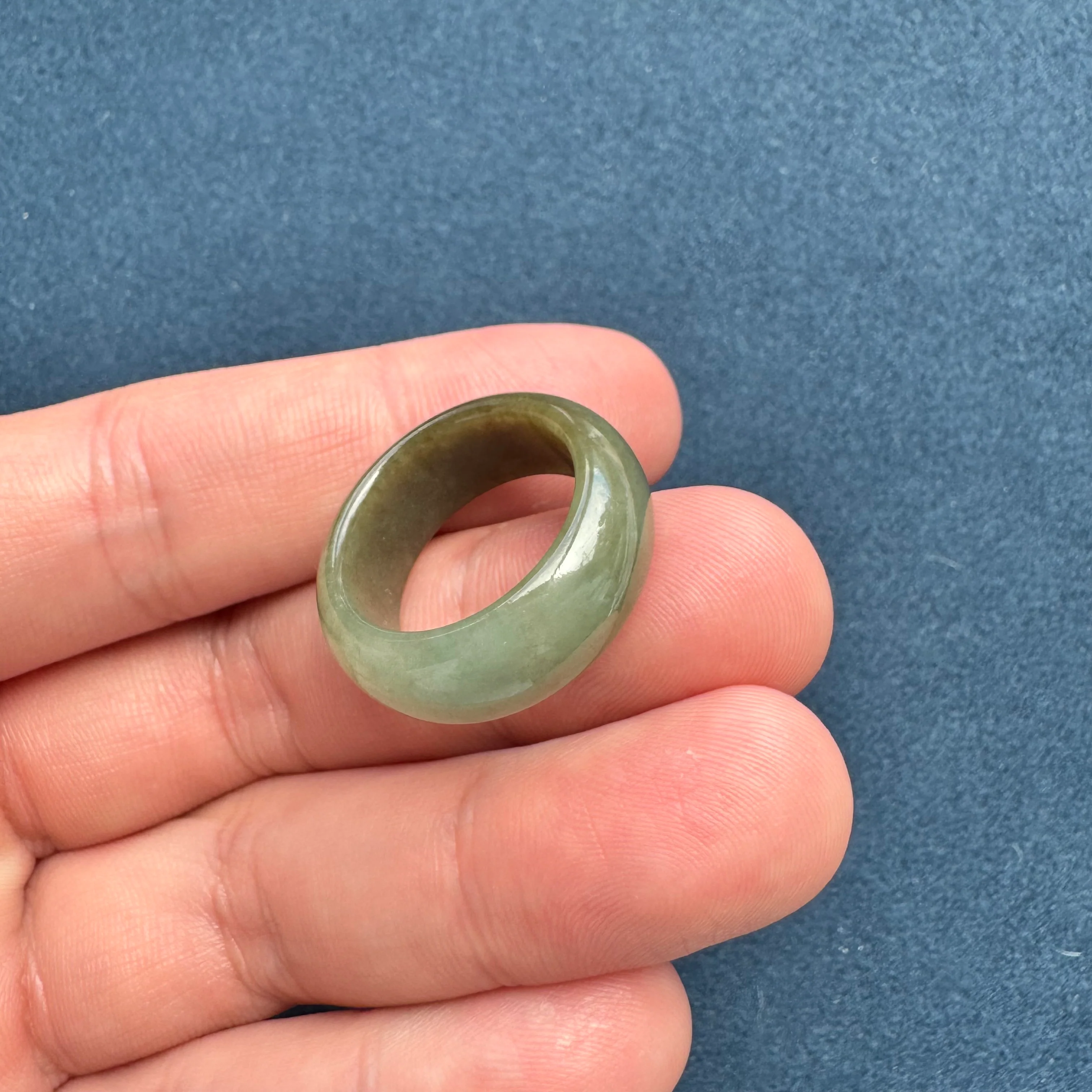 Certified Pale Green with Brown Jadeite Jade Band - US 9.25 - Image 6
